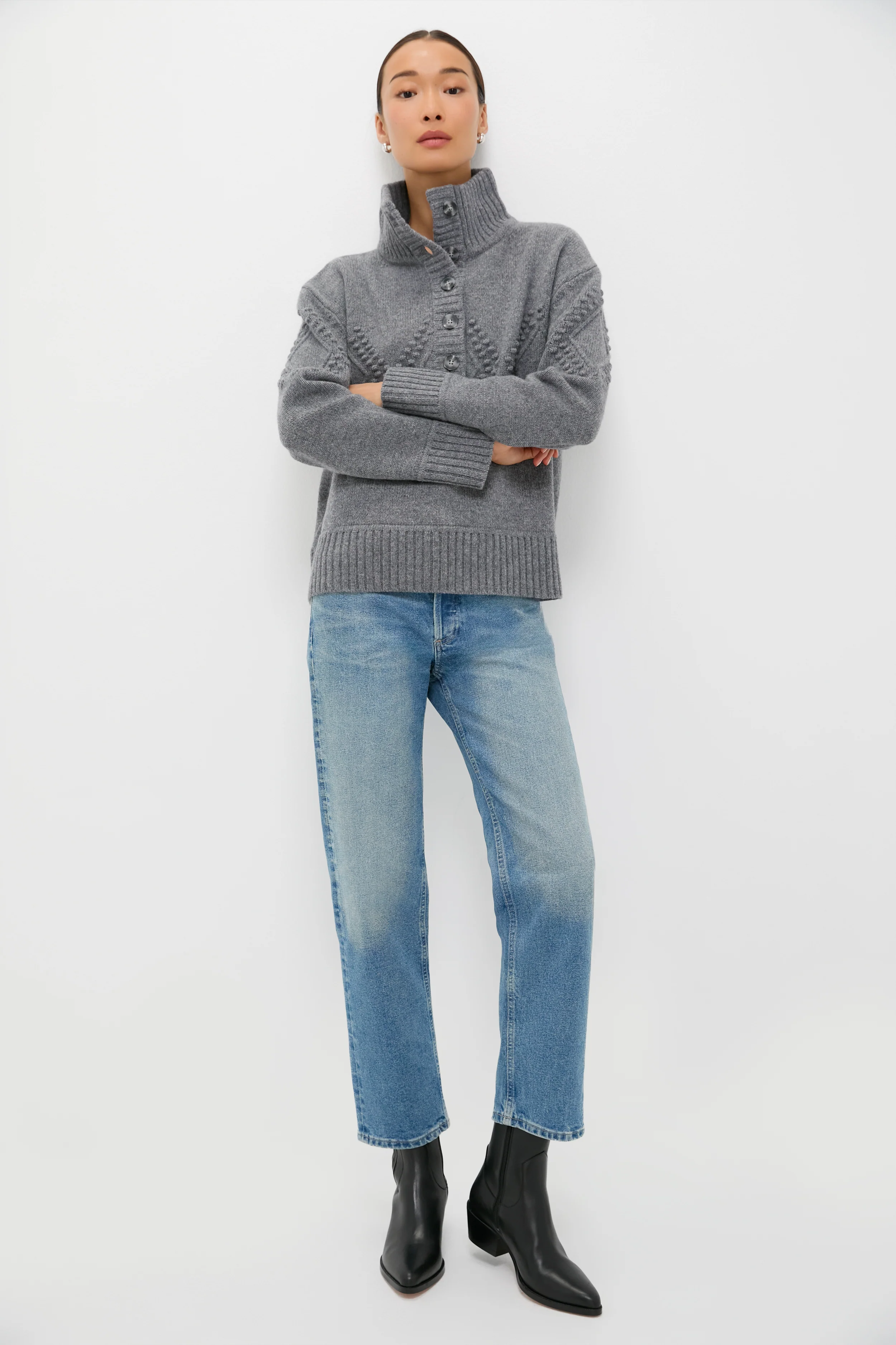 Gray Henry Button-Up Sweater - Image 7