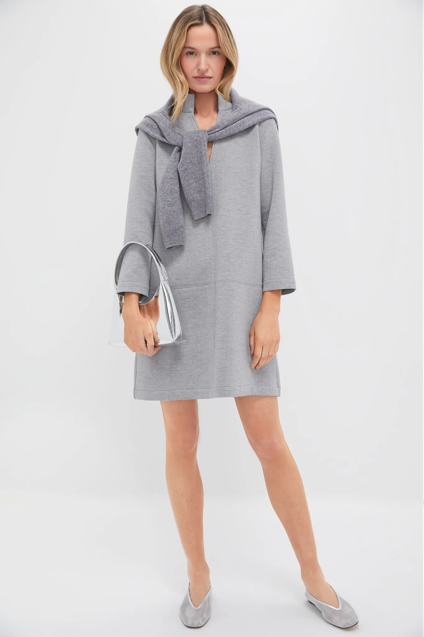 Gray Herringbone Clifton Dress