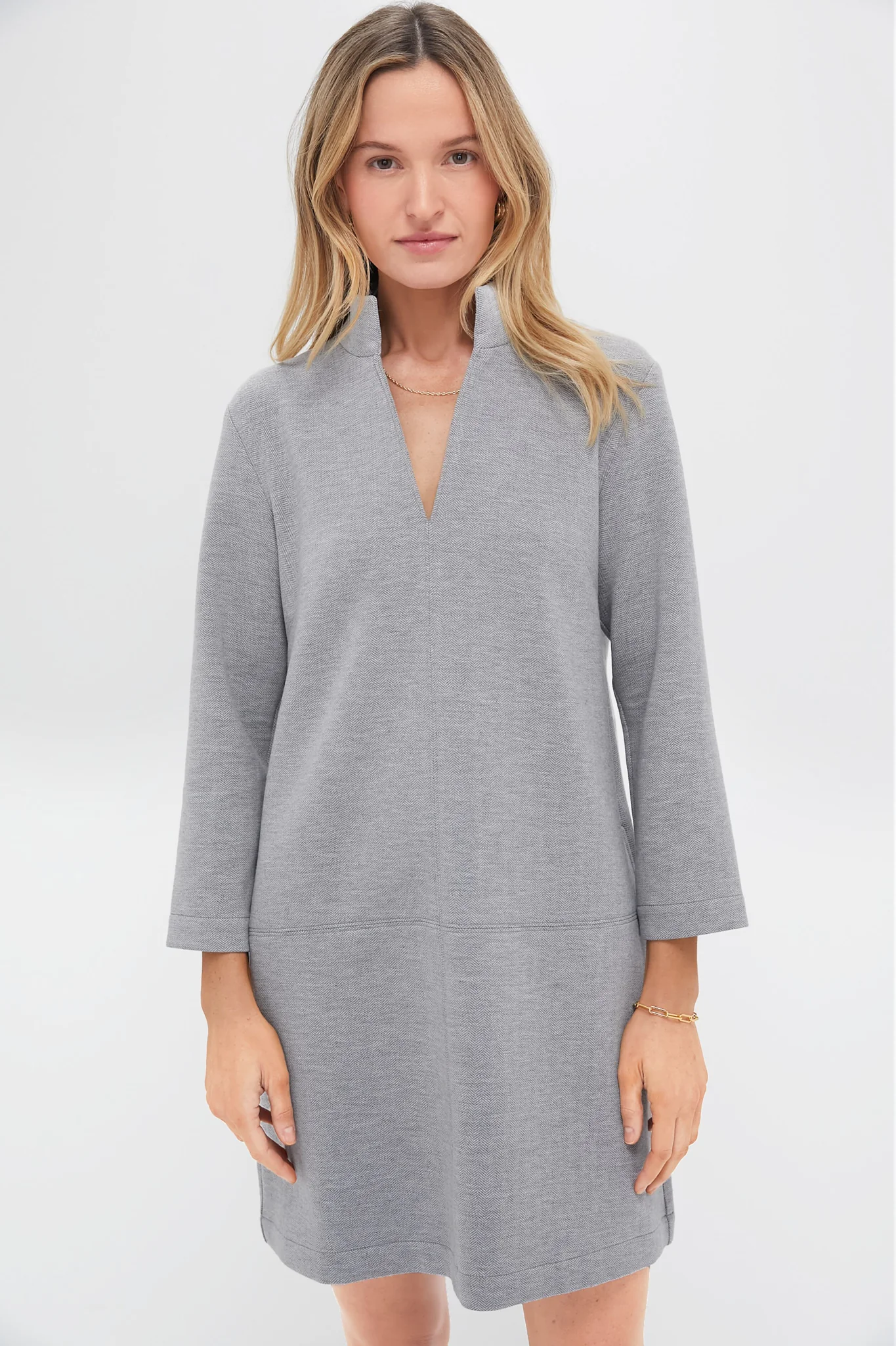 Gray Herringbone Clifton Dress - Image 2