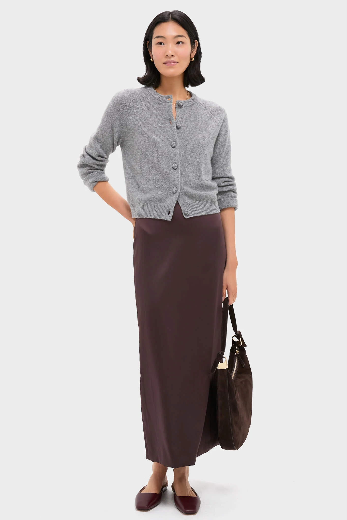 Gray Knot Button Phoebe Cardigan - Image 2