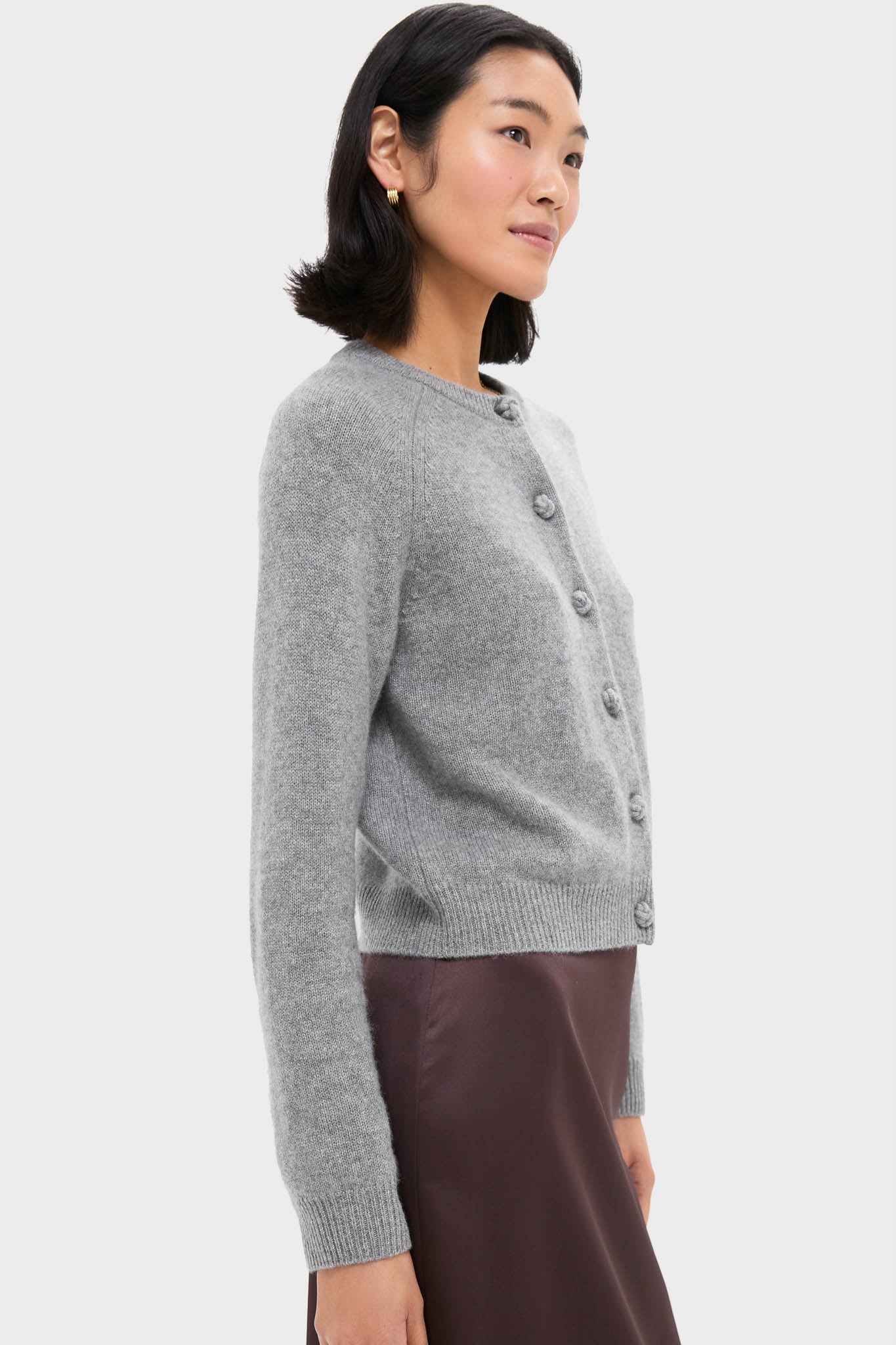 Gray Knot Button Phoebe Cardigan - Image 3