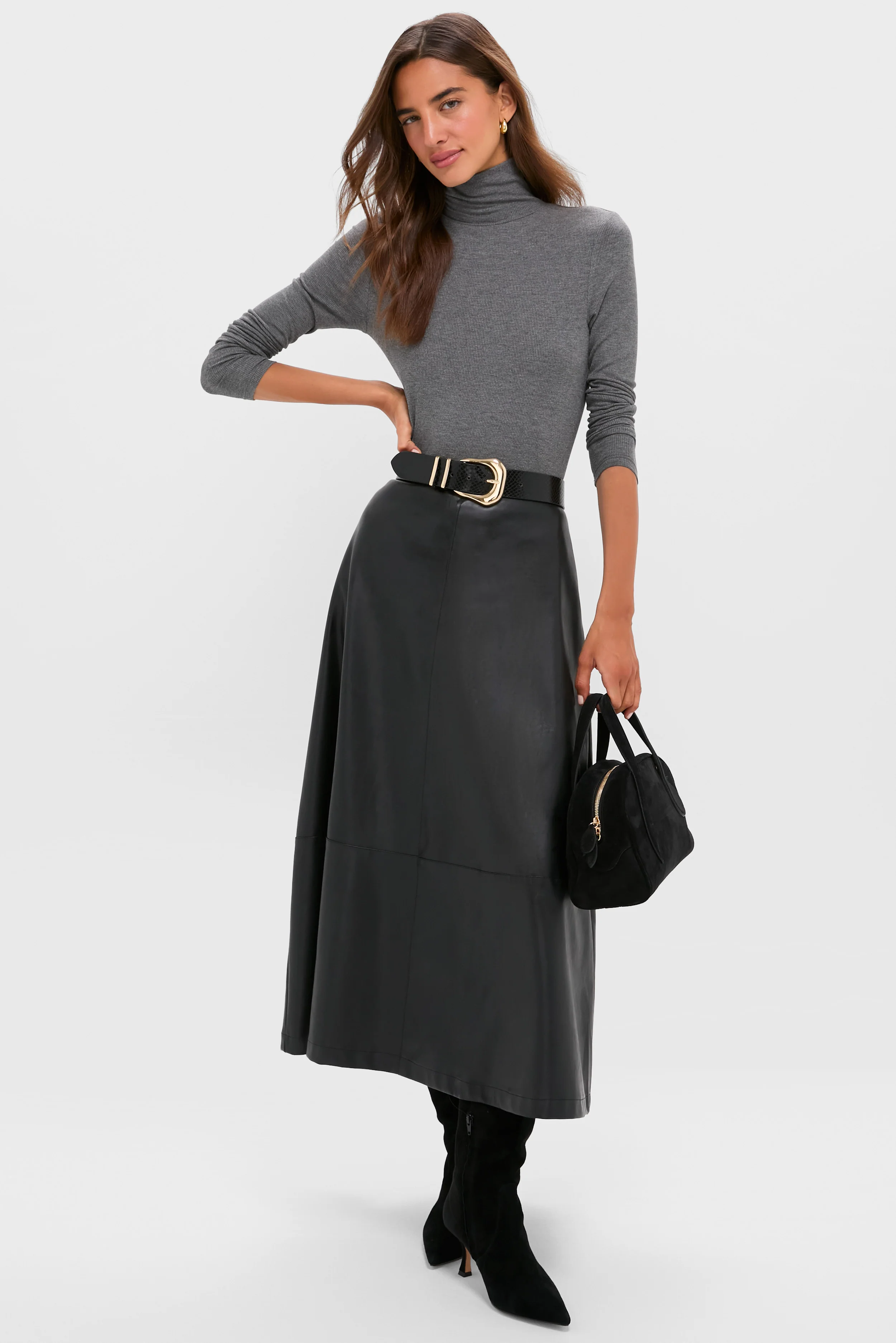 Gray Lightweight Ribbed Topanga Turtleneck - Image 2