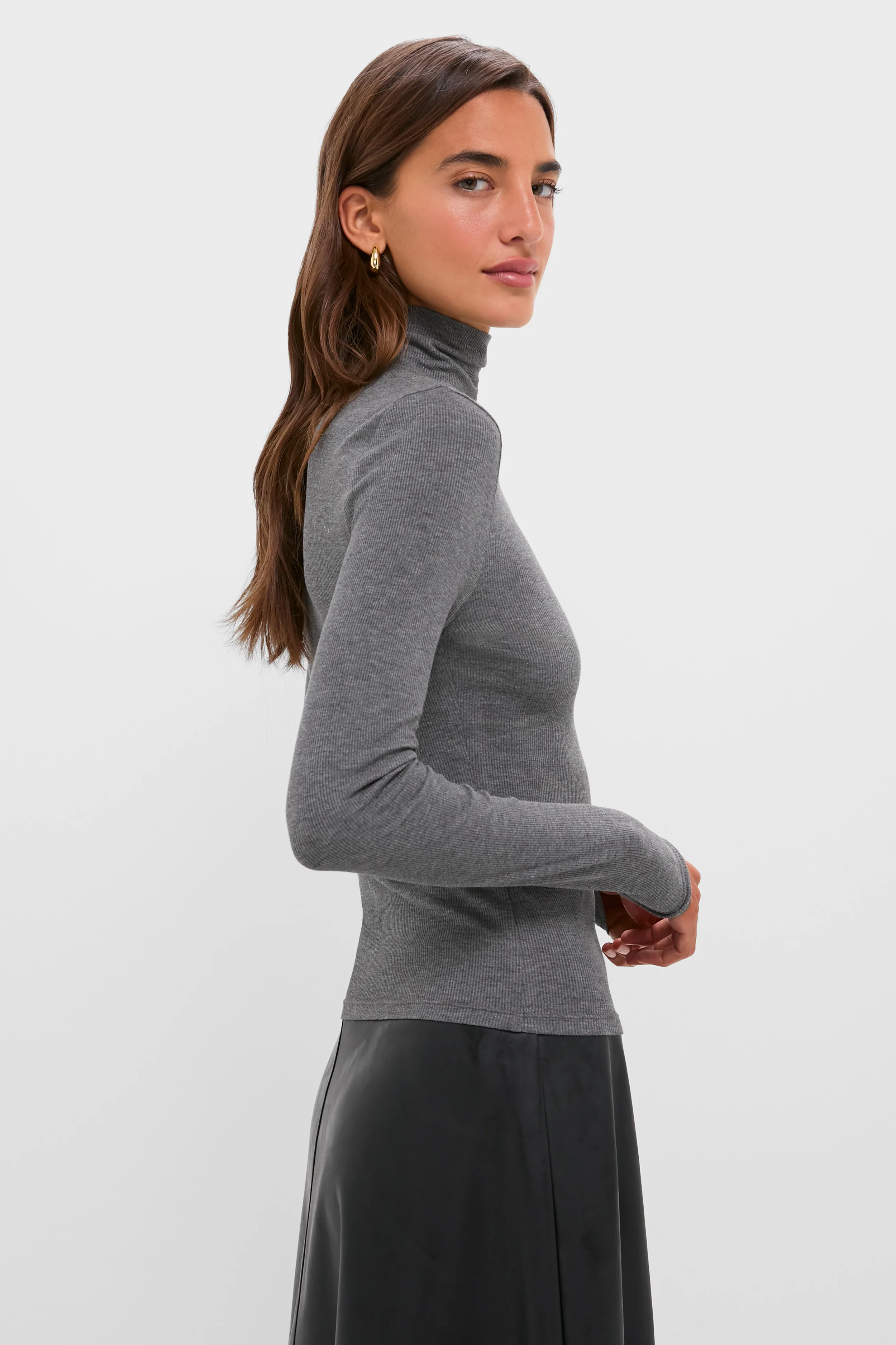 Gray Lightweight Ribbed Topanga Turtleneck - Image 3