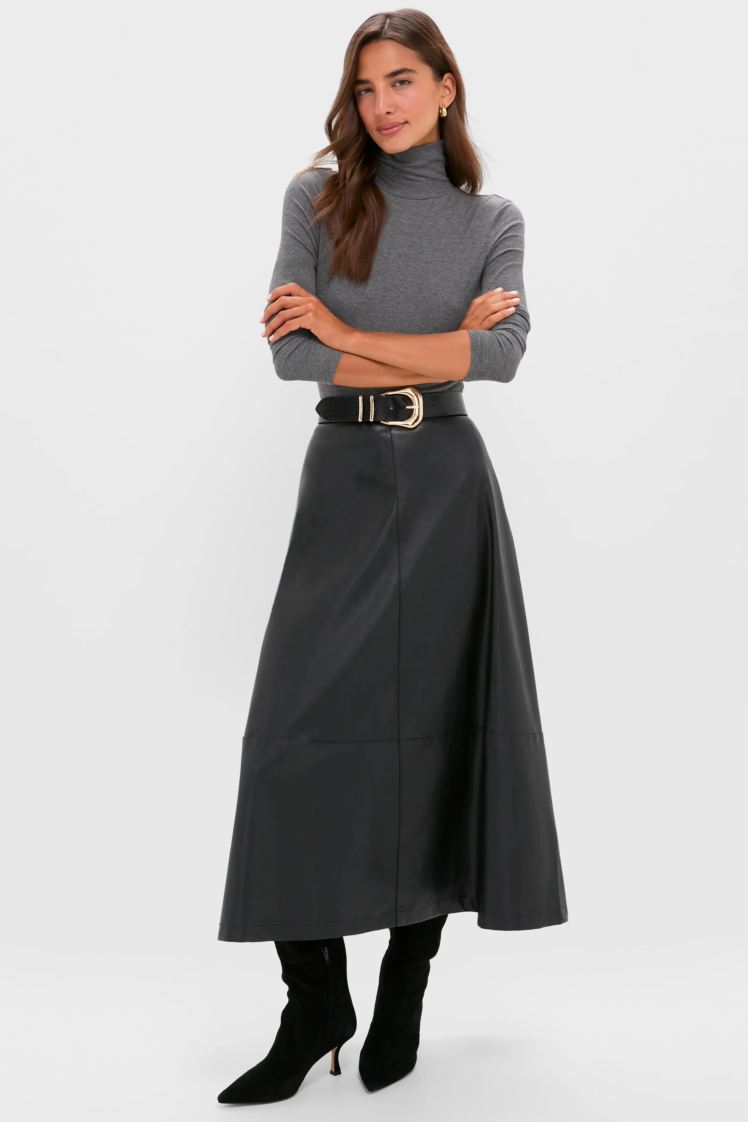 Gray Lightweight Ribbed Topanga Turtleneck - Image 5