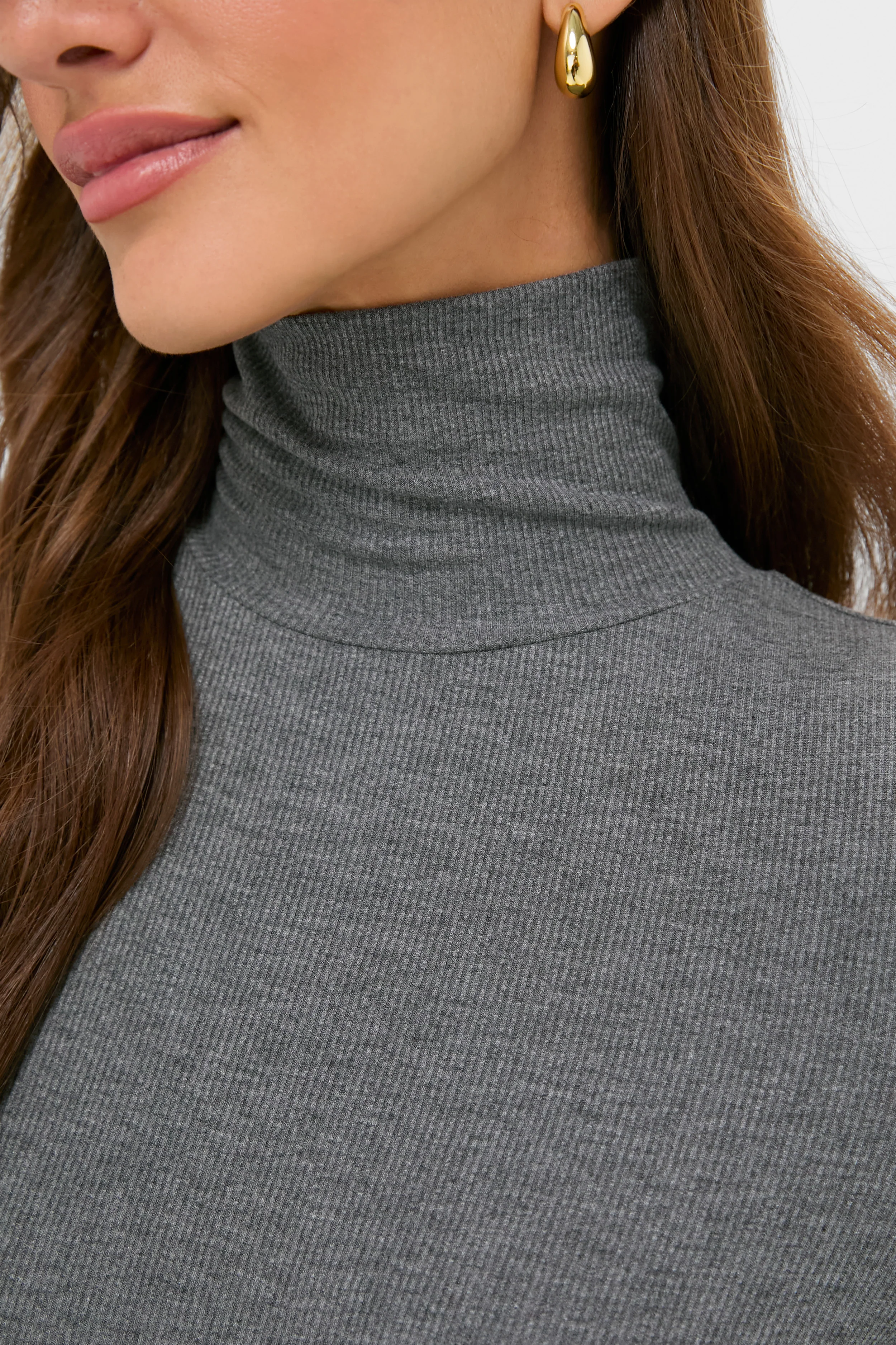Gray Lightweight Ribbed Topanga Turtleneck - Image 6