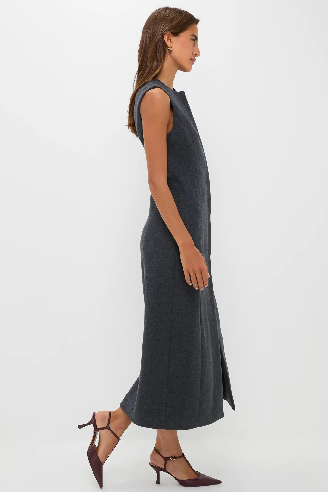 Gray Wool Rhoda Midi Dress - Image 3