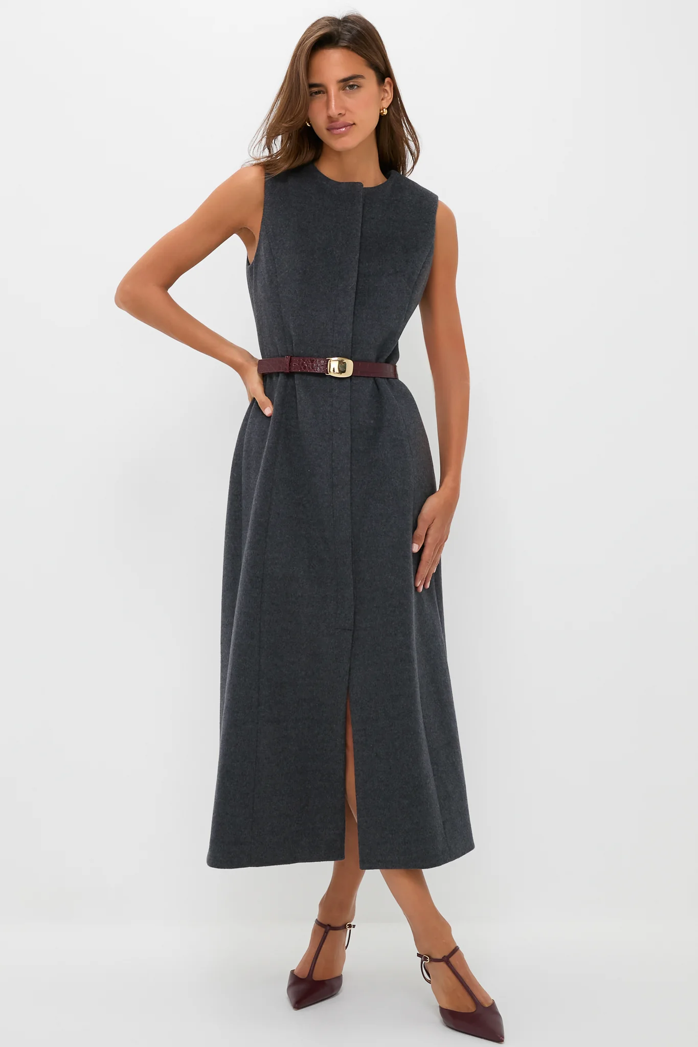 Gray Wool Rhoda Midi Dress - Image 6