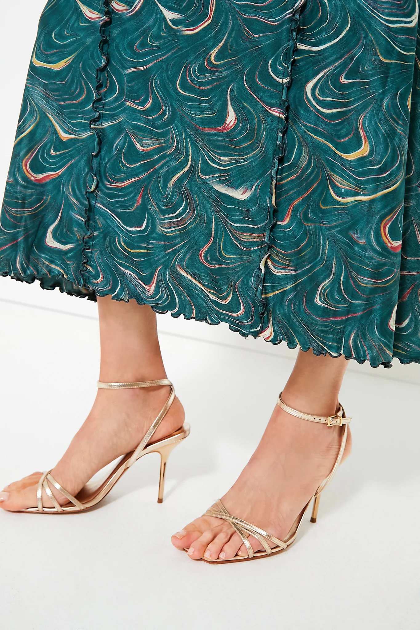 Green Amara Marble Print Long Sleeve Dress - Image 6