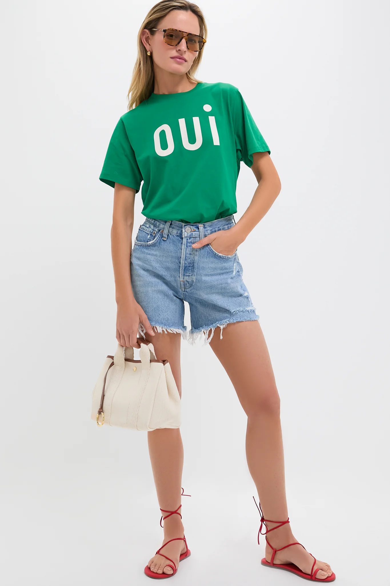 Green Apple with Printed Cream Oui Original Tee - Image 2