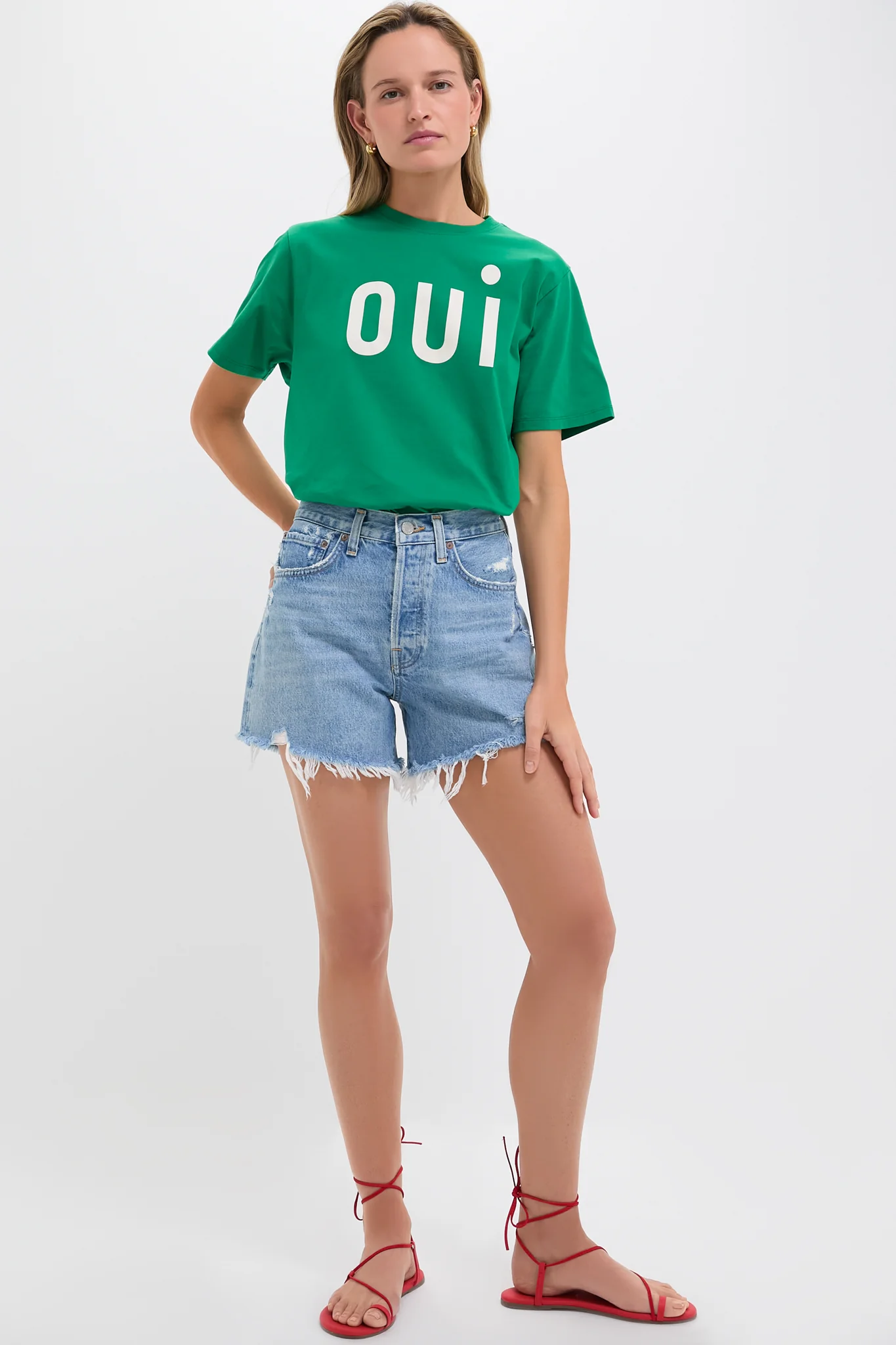Green Apple with Printed Cream Oui Original Tee - Image 6