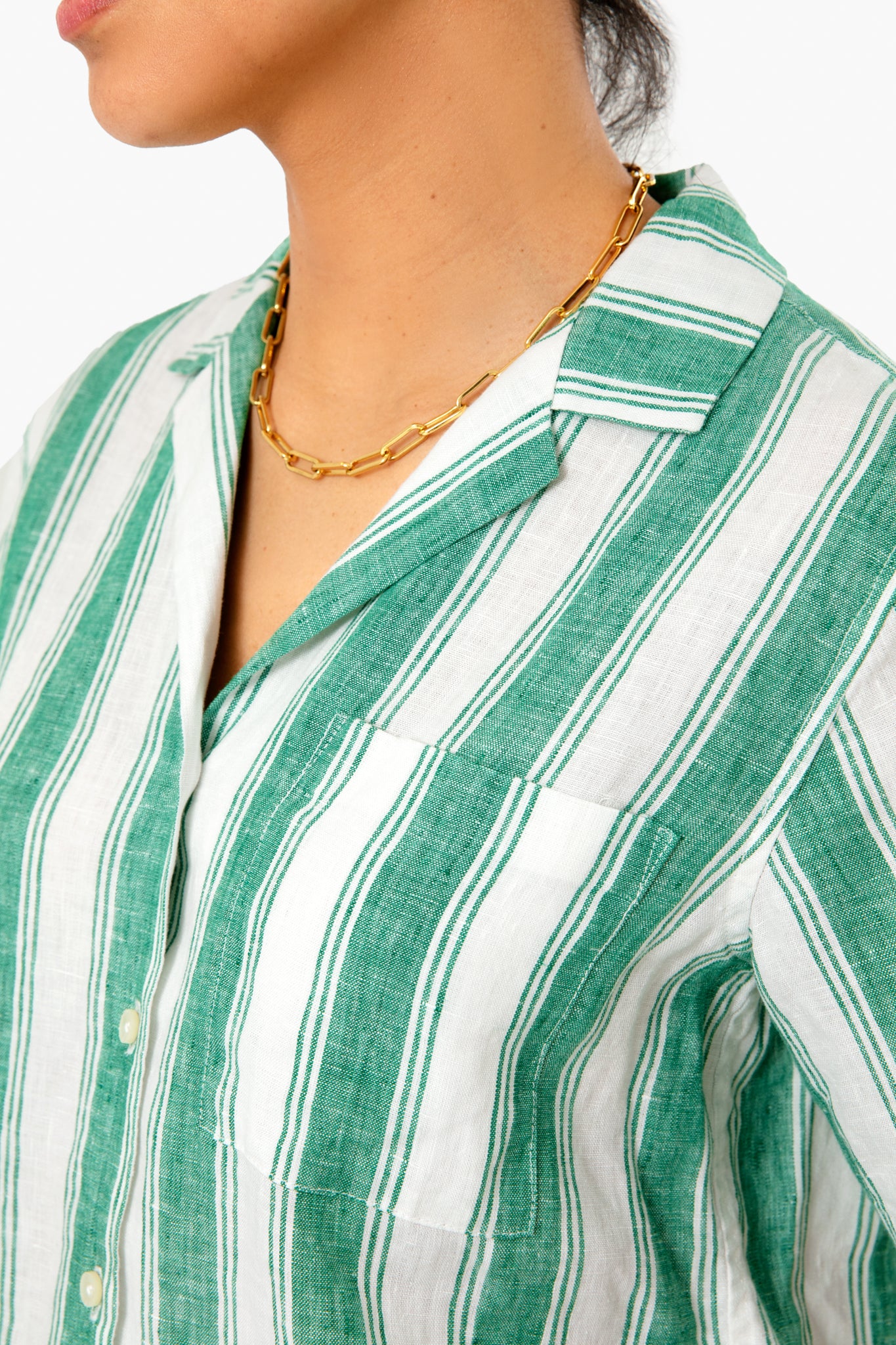 Green Awning Stripe Margot Shirt - Image 4
