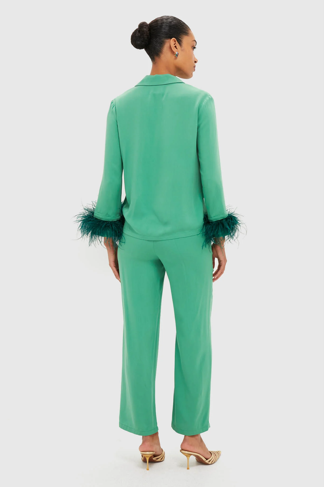 Green Bow Pajama Set with Detachable Feathers - Image 4