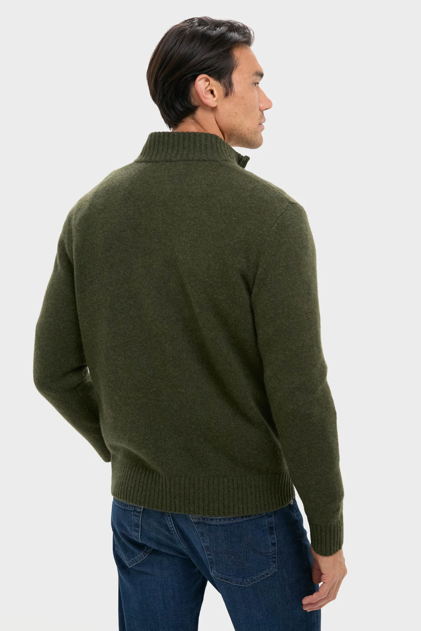 Green Cashmere Jersey Knit Quarter-Zip - Image 4