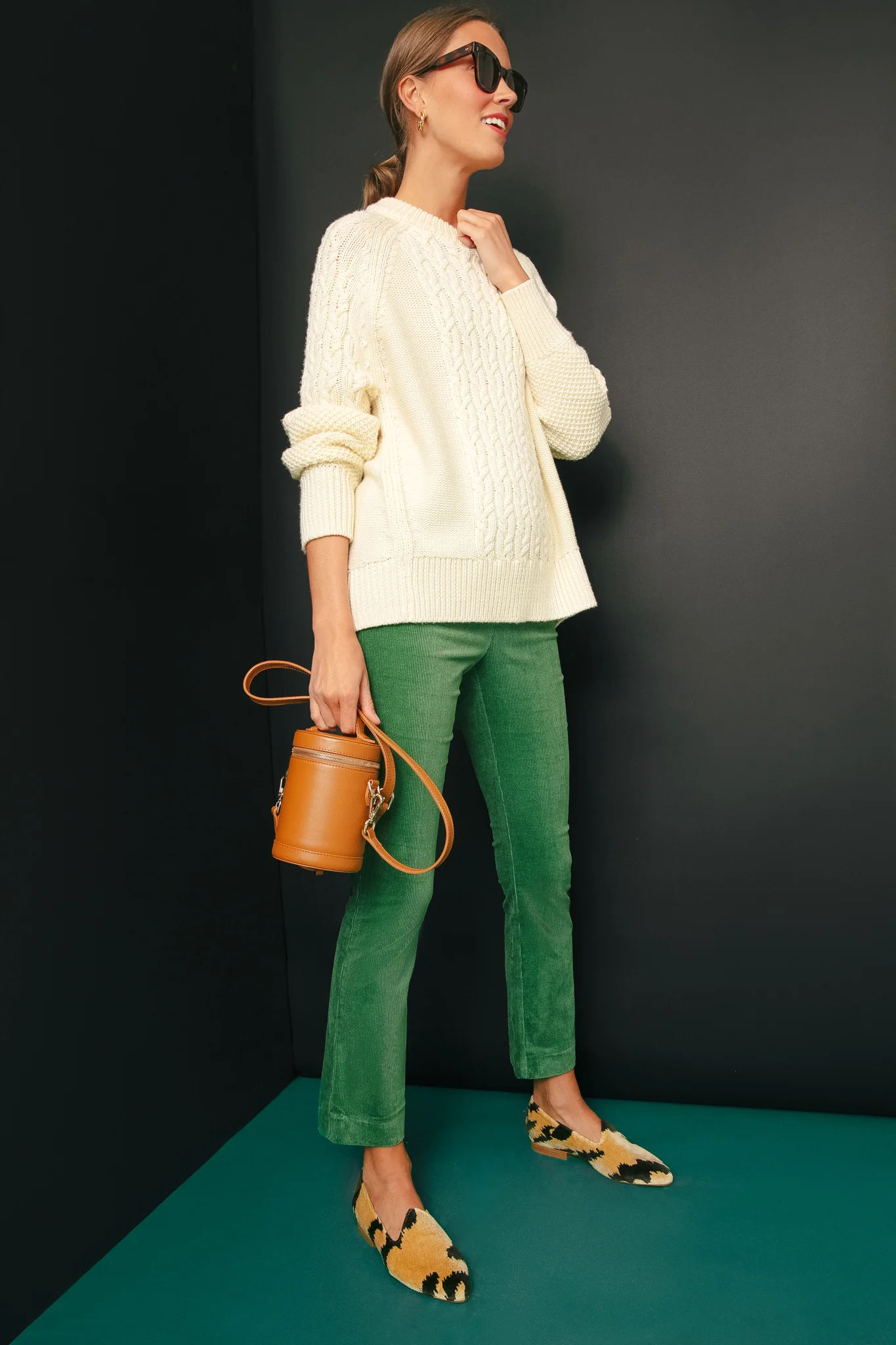 Green Corduroy Ashford Pants - Image 2