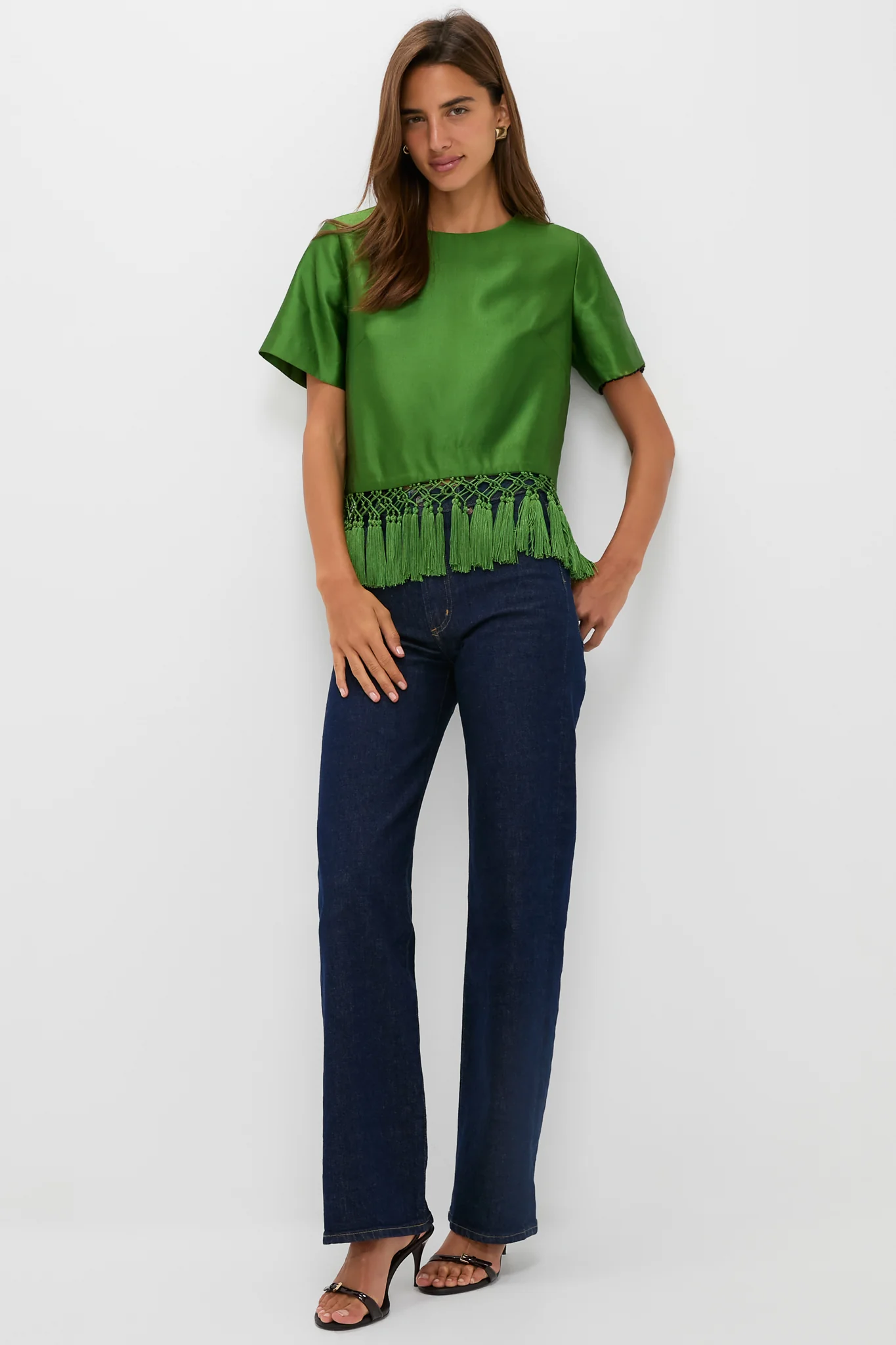 Green Dupioni Chadwick Tassel Top - Image 5