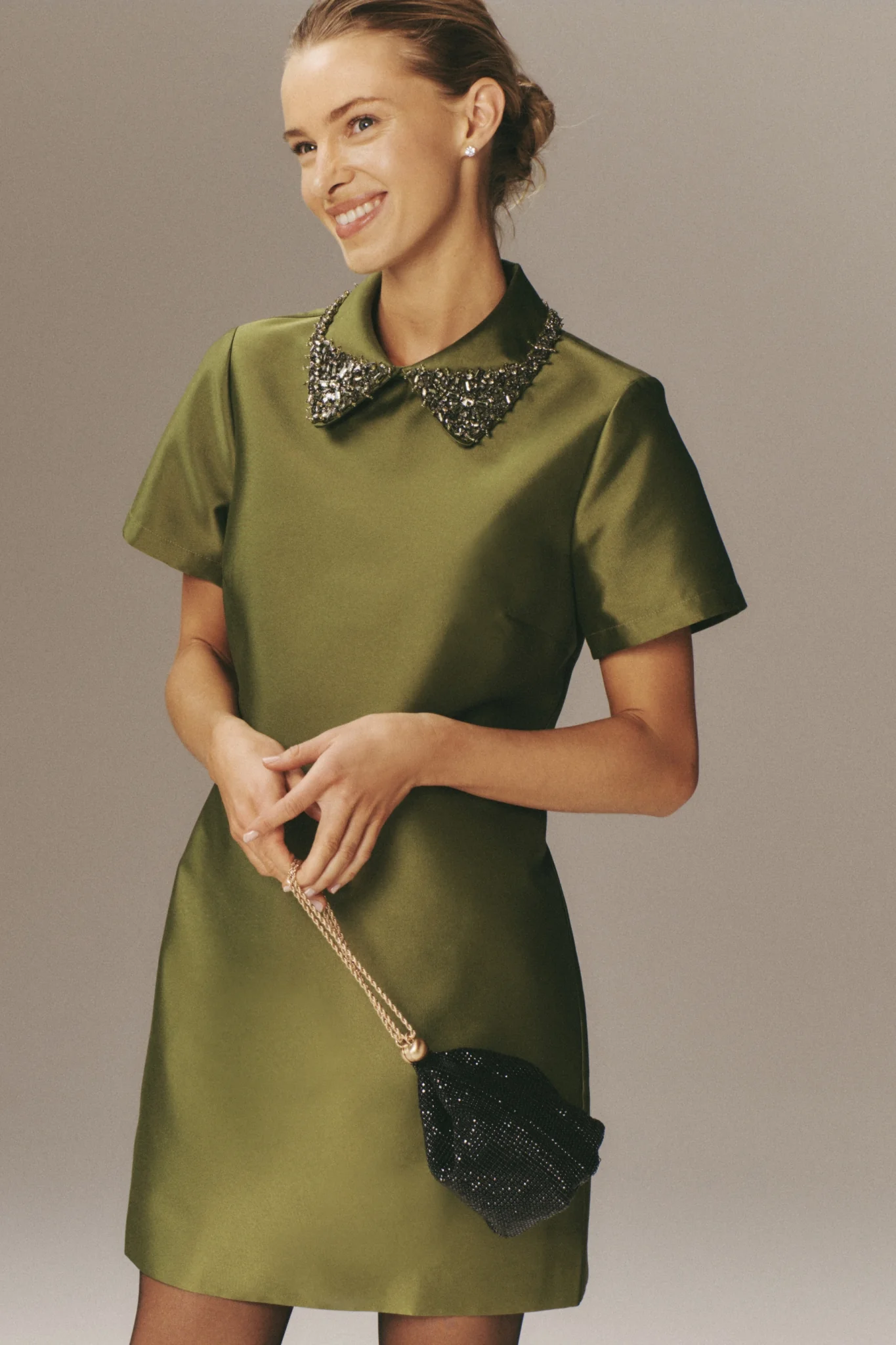 Green Embellished Aurelie Shift Dress - Image 2