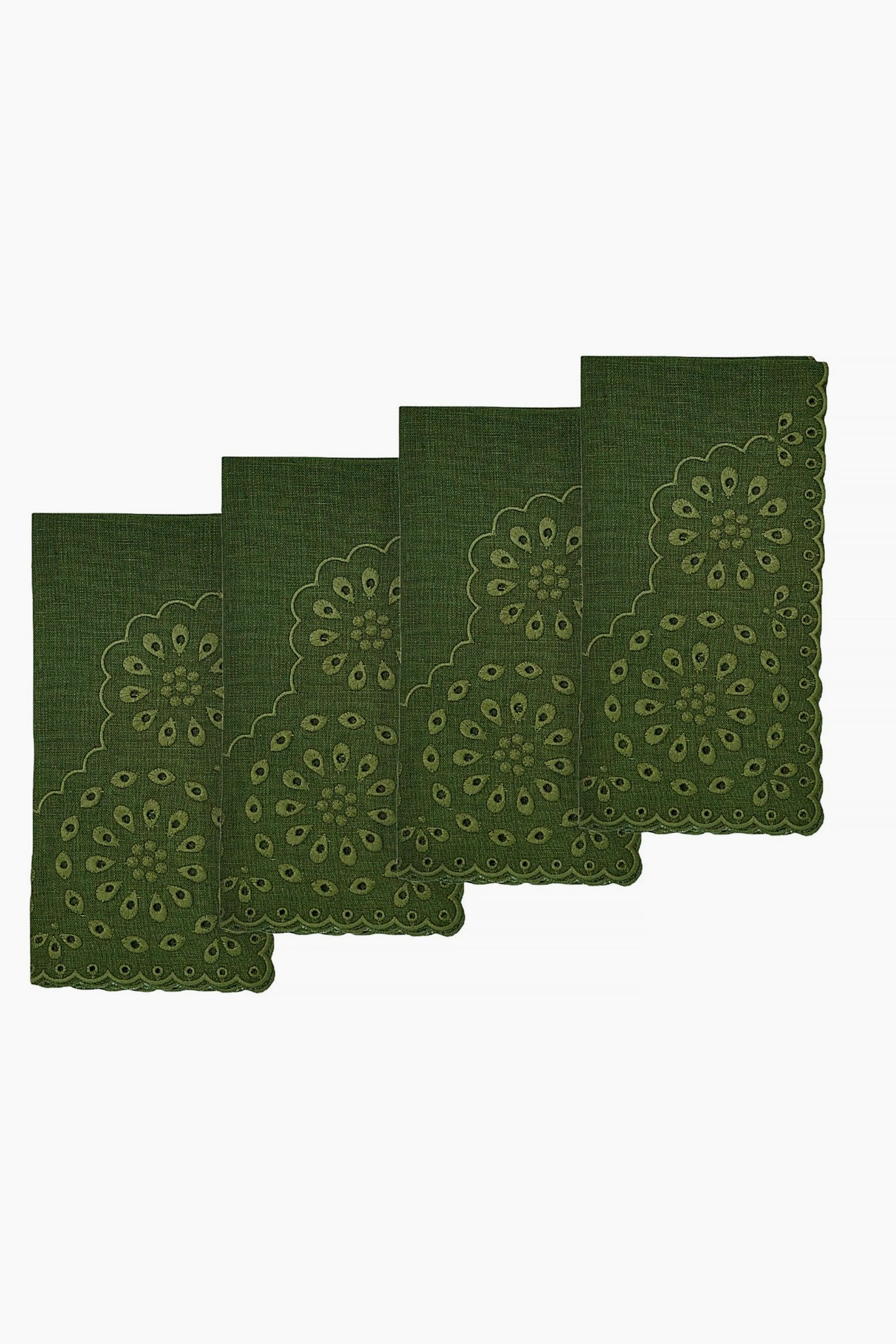 Green Eyelet Dinner Napkins Set of 4 - Image 2
