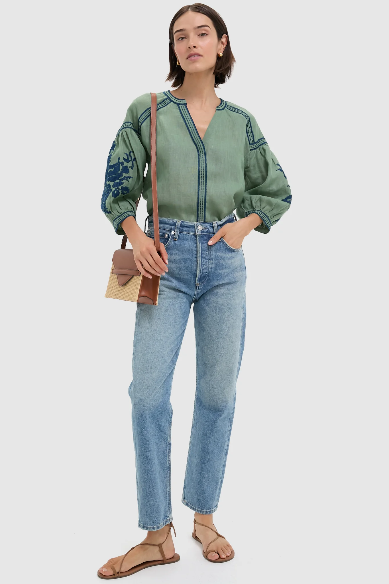 Green Linen Blouse - Image 2