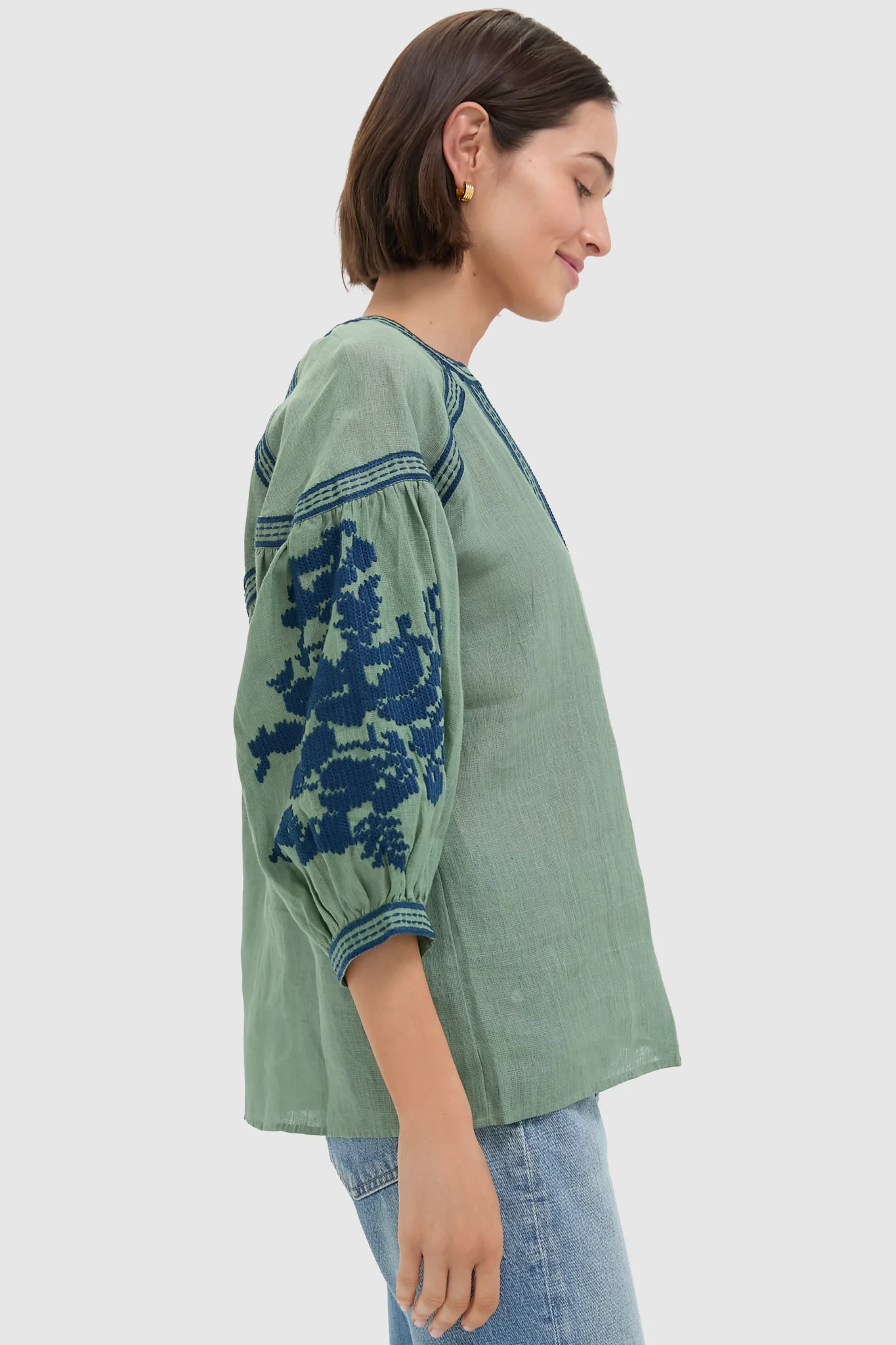 Green Linen Blouse - Image 3
