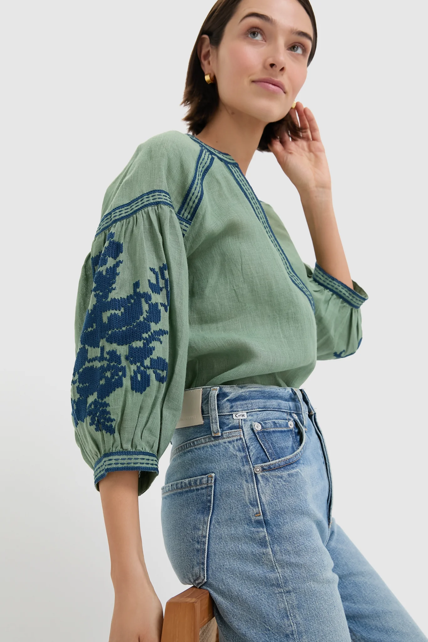 Green Linen Blouse - Image 5
