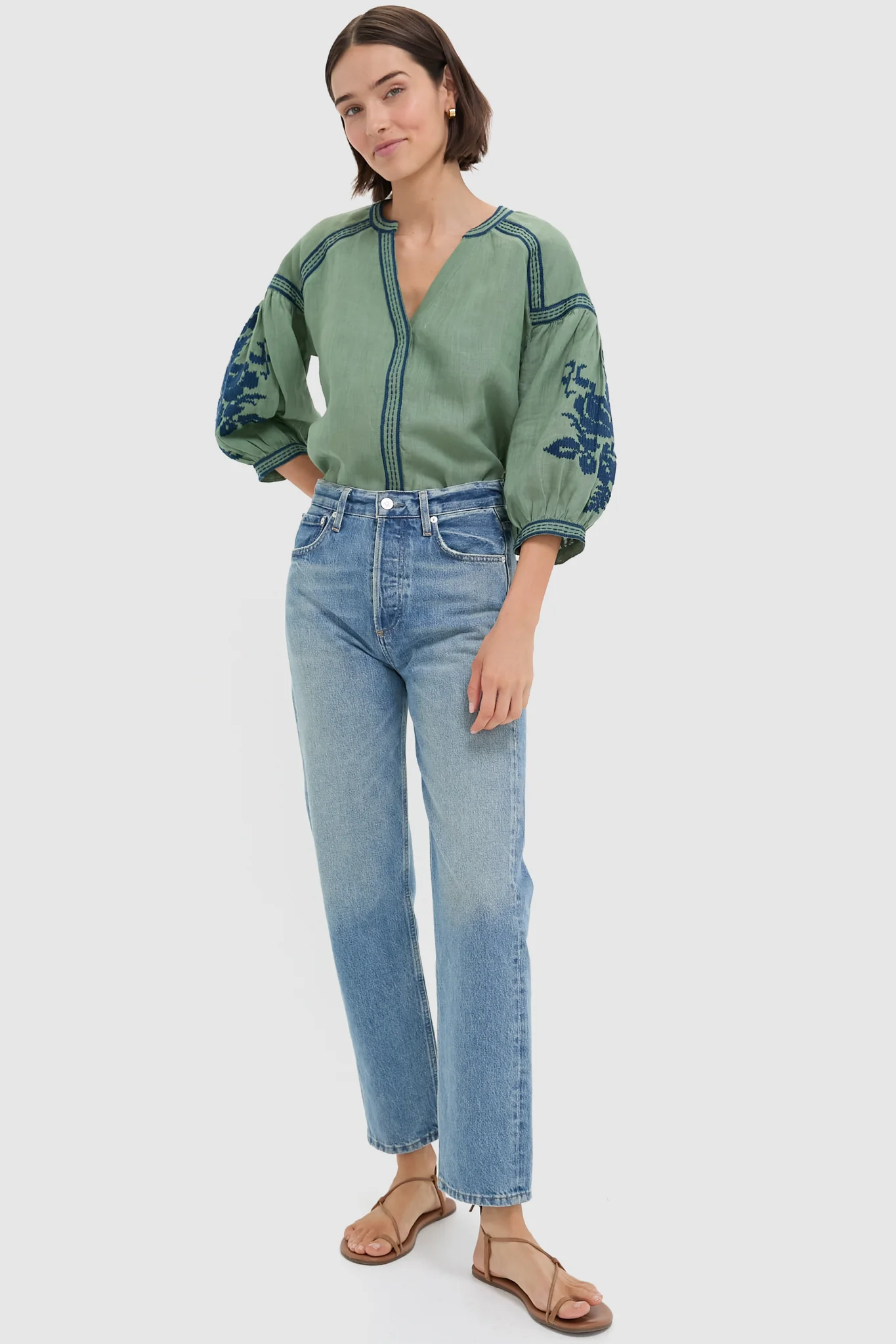 Green Linen Blouse - Image 6