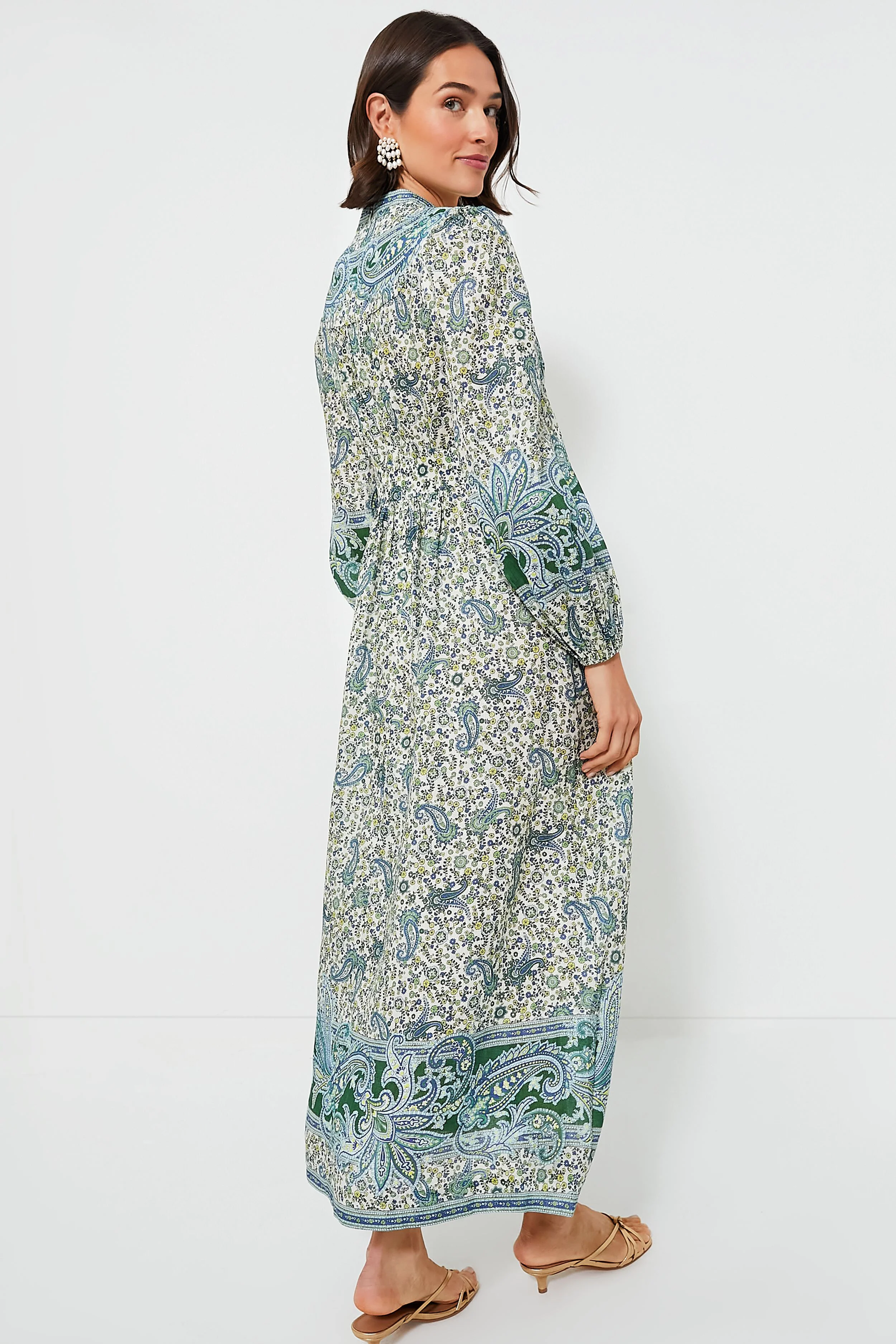 Green Paisley Ottie Plunge Midi Dress - Image 4