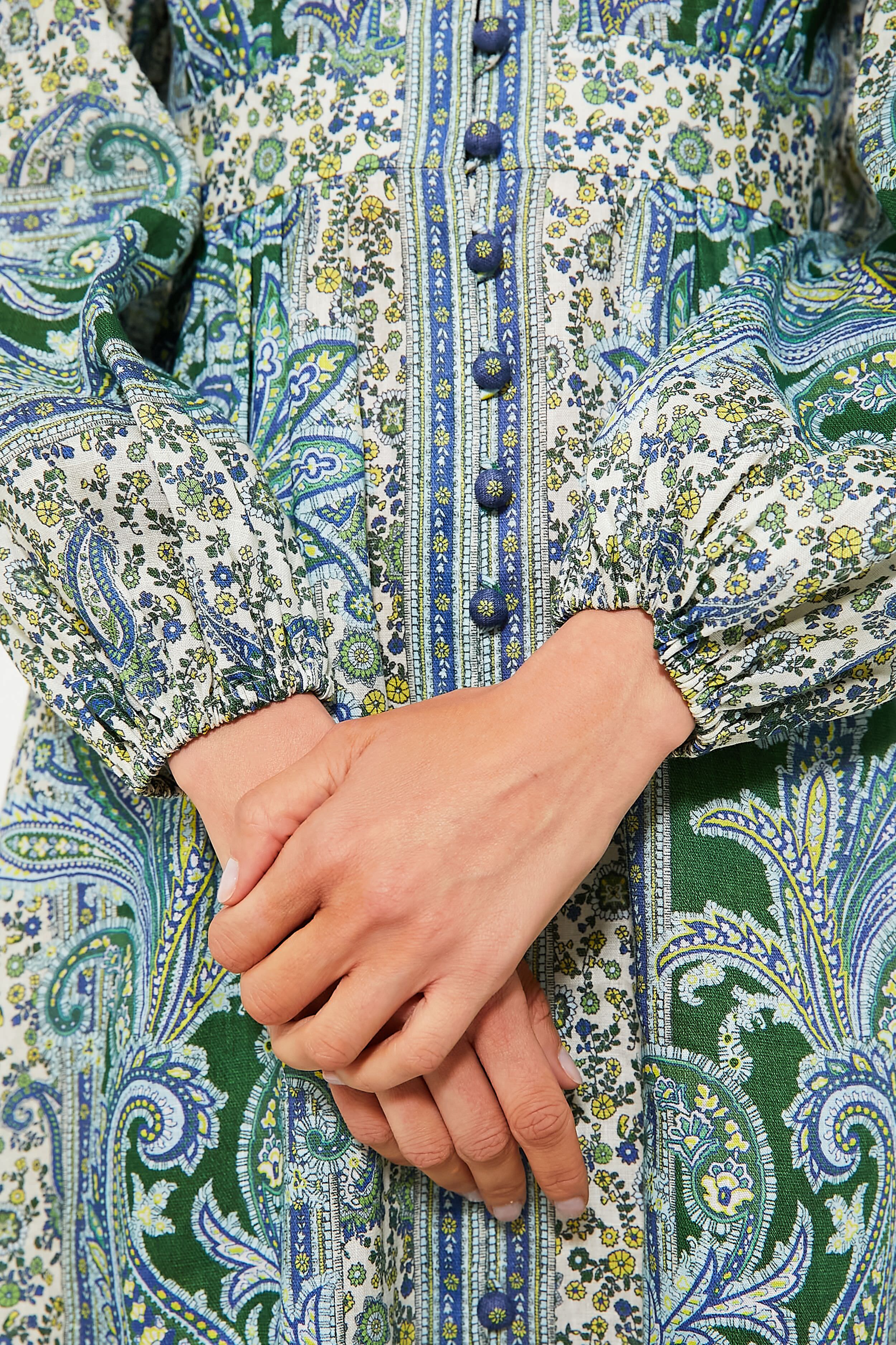 Green Paisley Ottie Plunge Midi Dress - Image 5
