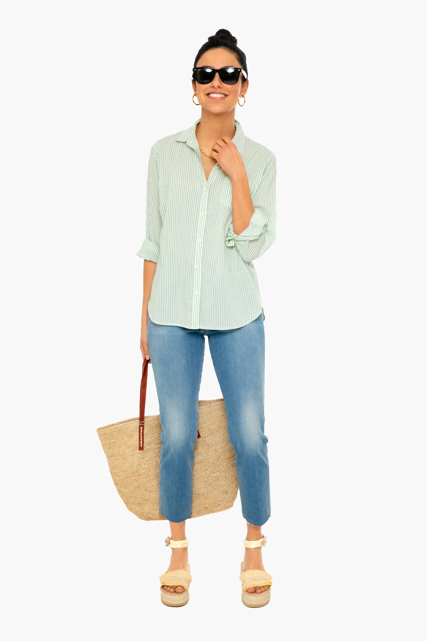 Green Pinstripe Grace Classic Shirt - Image 2