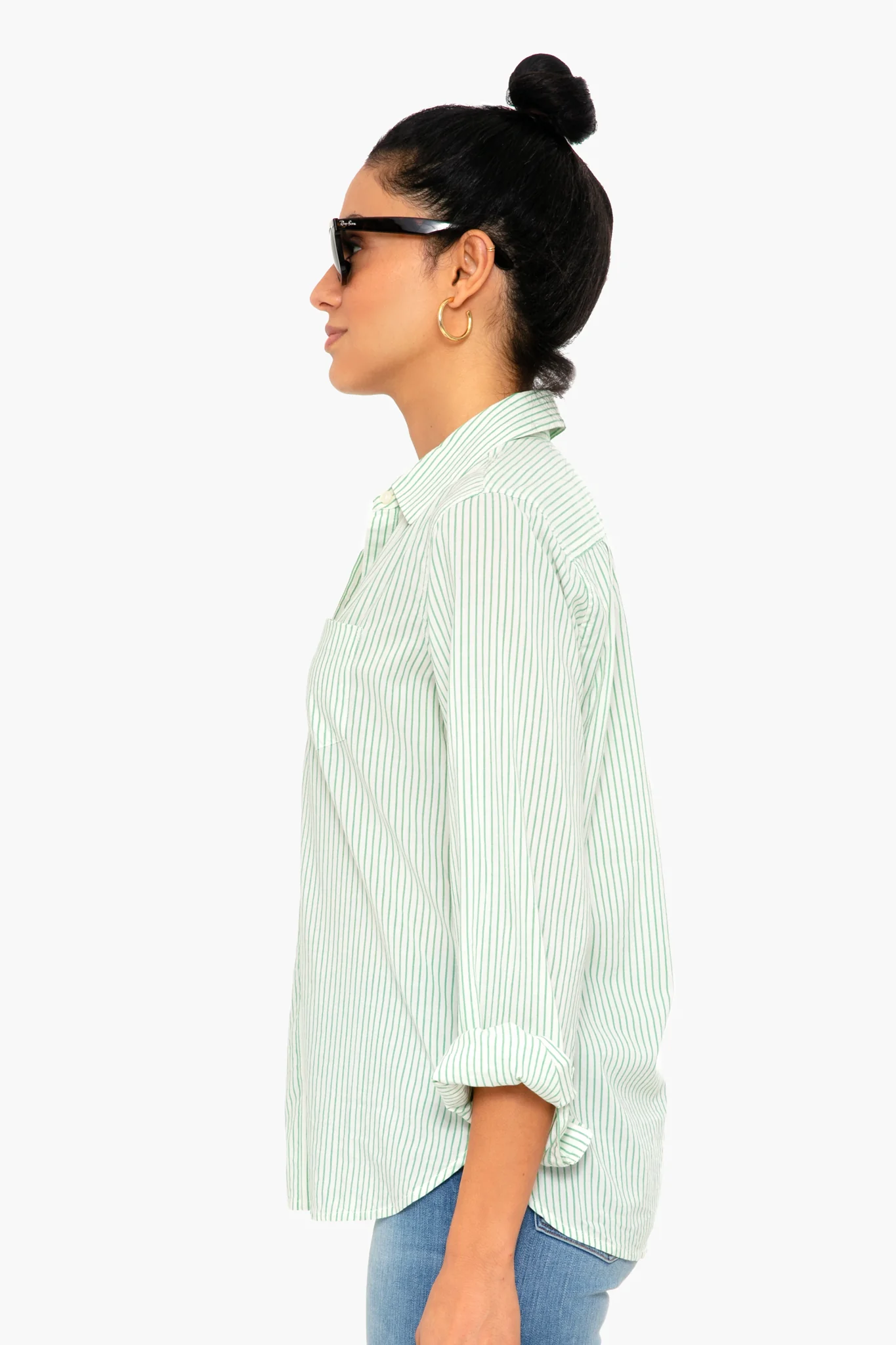 Green Pinstripe Grace Classic Shirt - Image 3