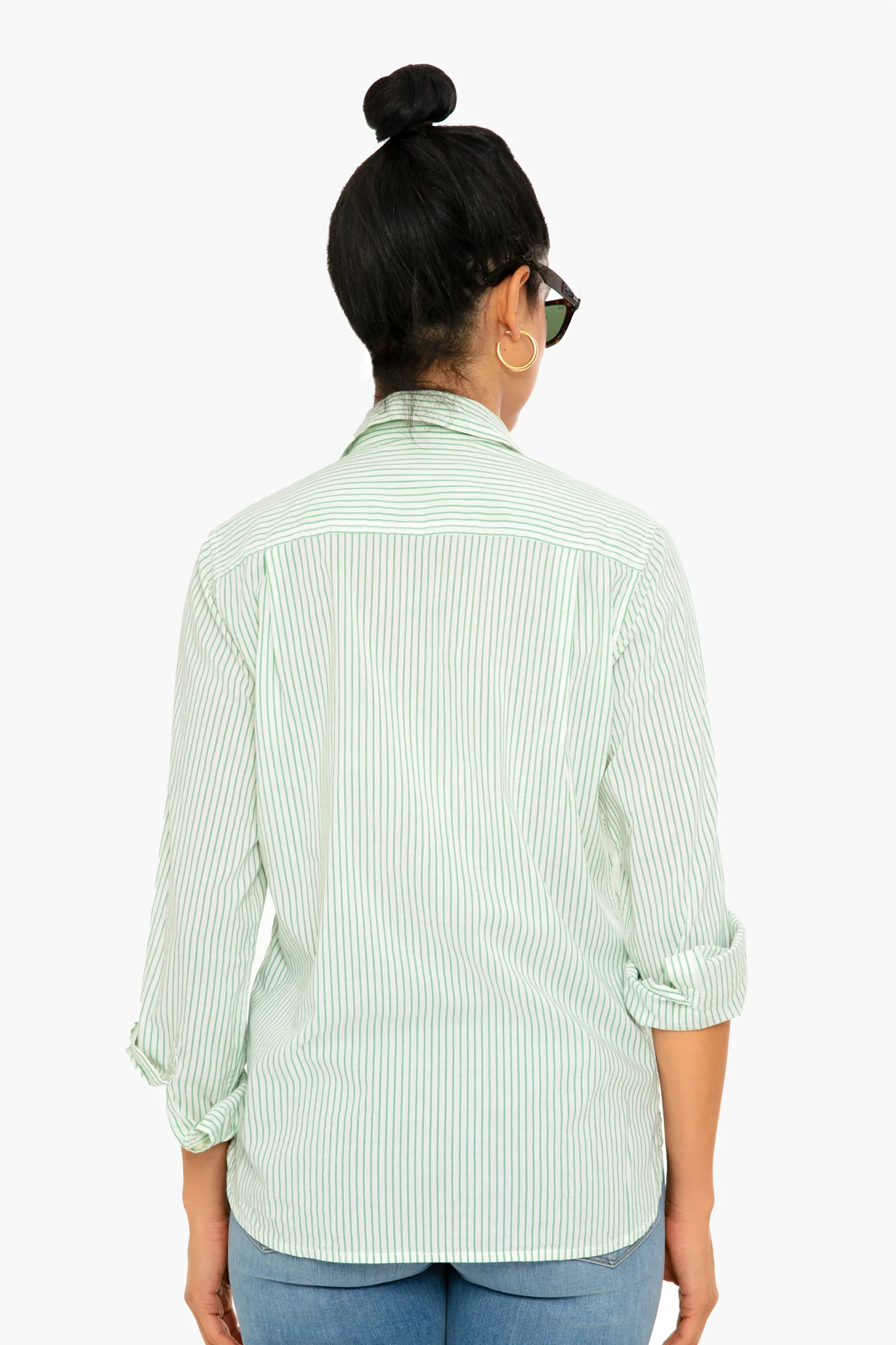 Green Pinstripe Grace Classic Shirt - Image 4