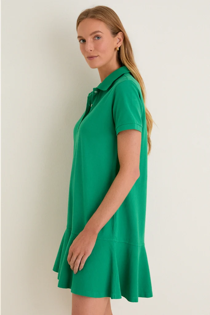 Green Pique May Polo Dress - Image 3