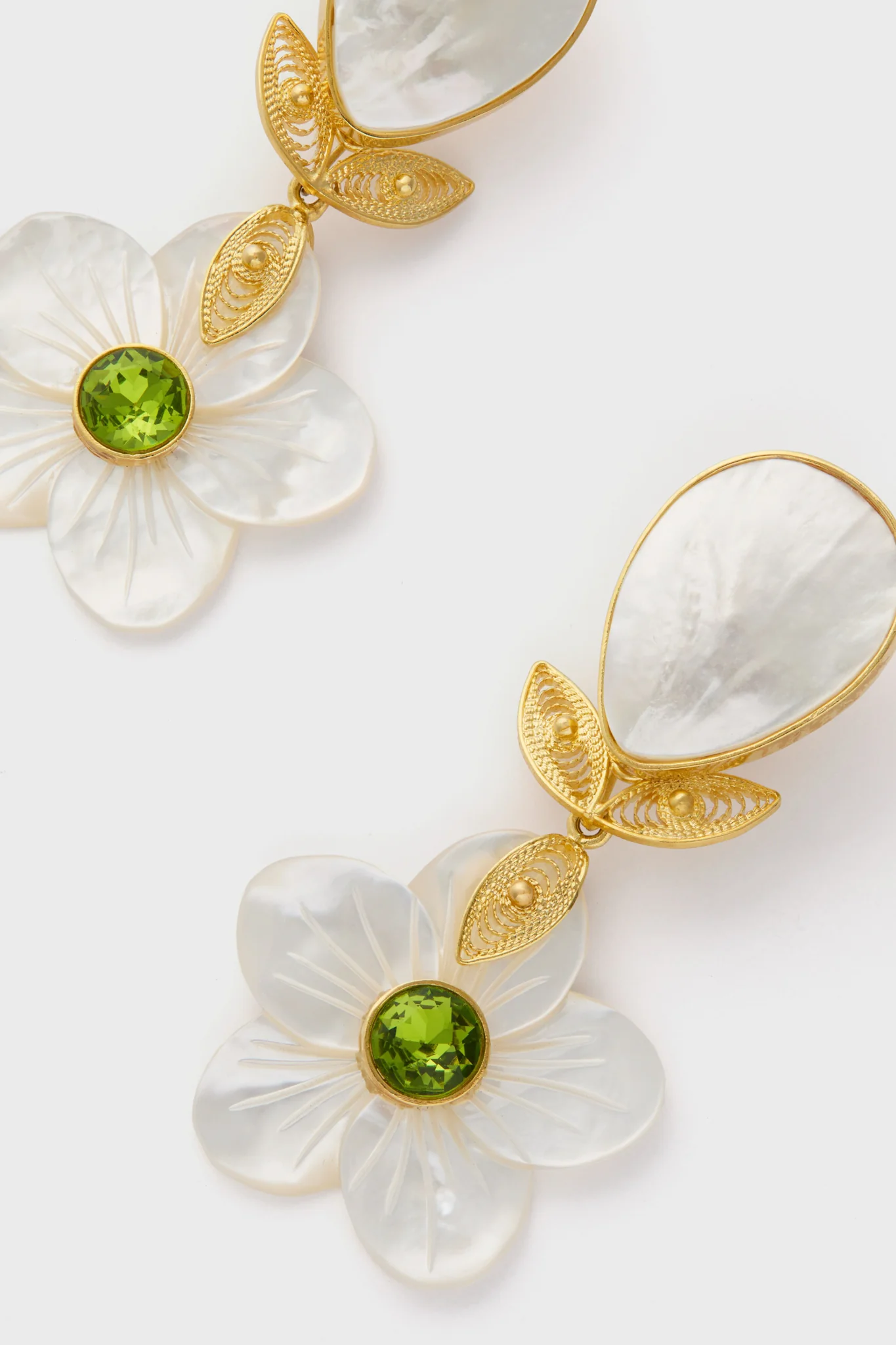 Green Shell Garden Flower Earrings - Image 4