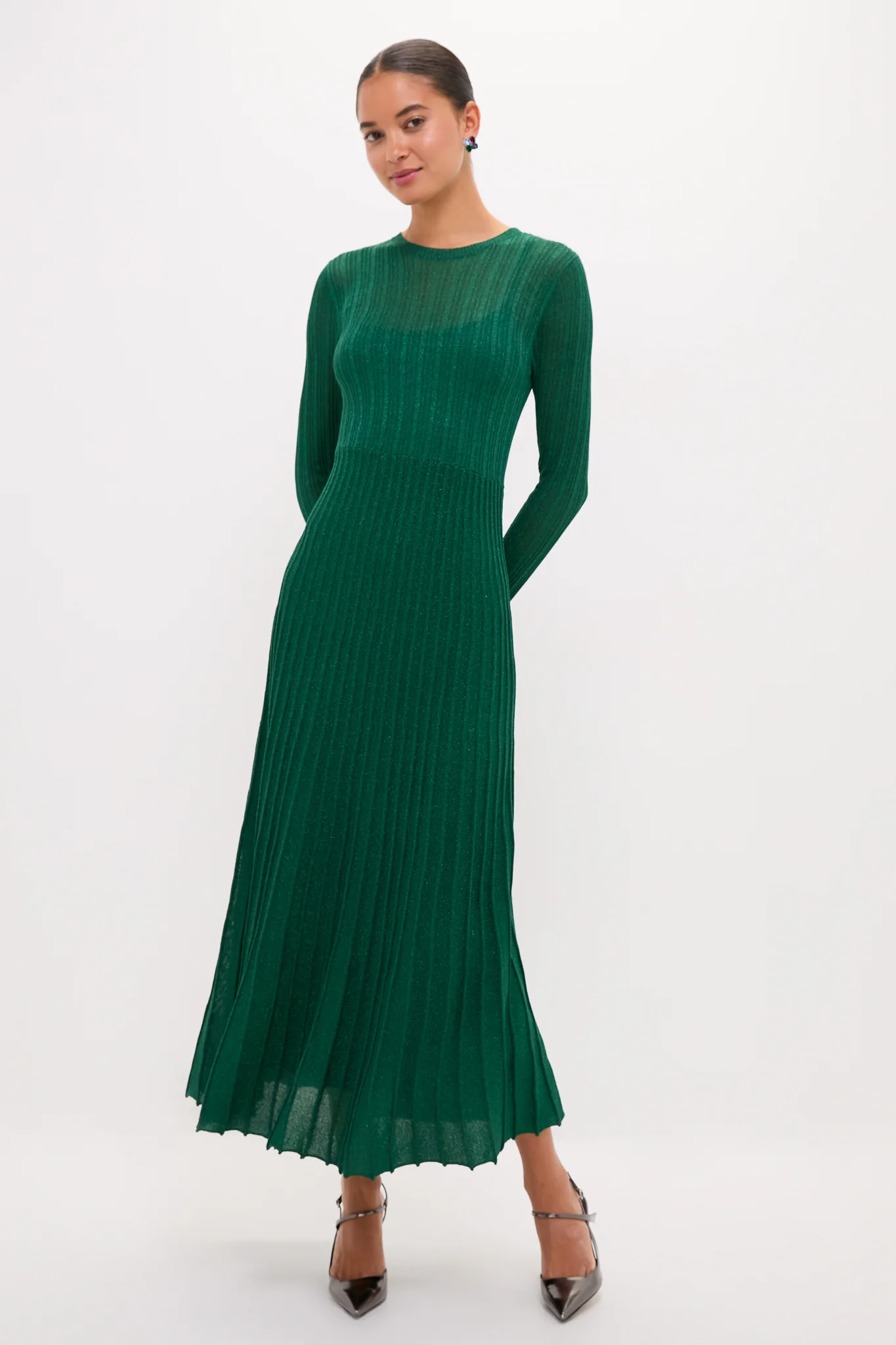 Green Shimmer Knit Cammie Maxi Dress - Image 3