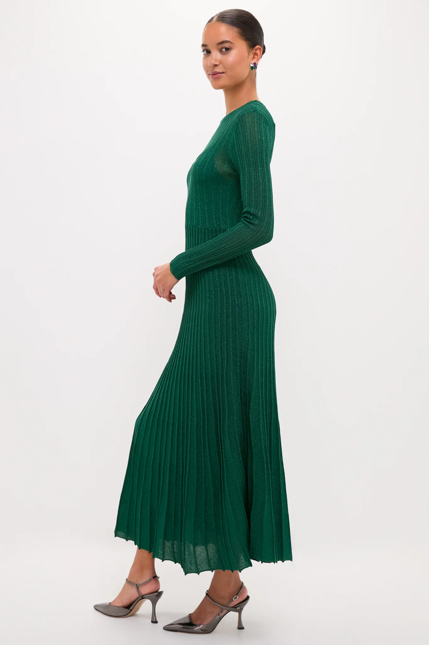 Green Shimmer Knit Cammie Maxi Dress - Image 5