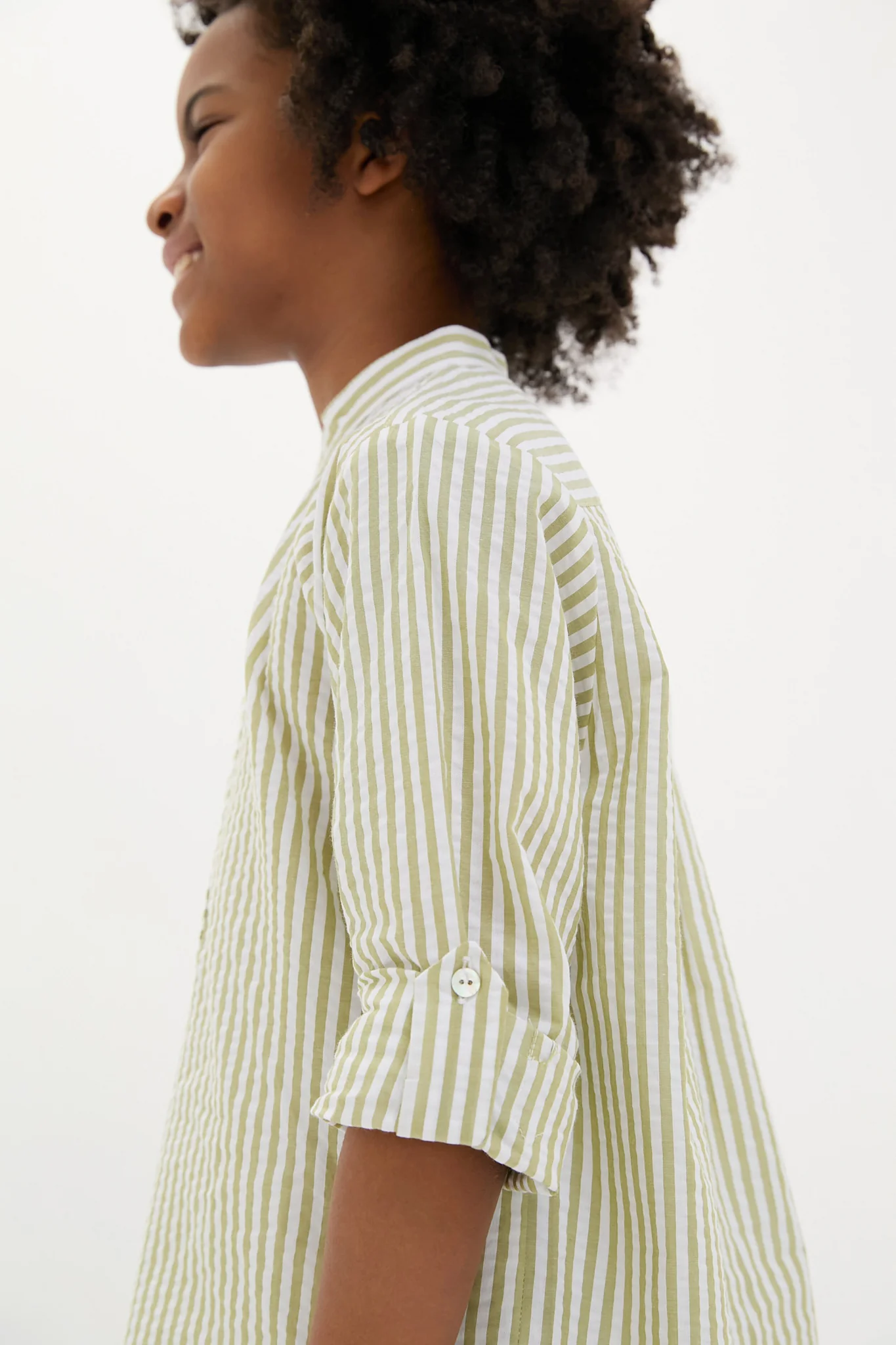 Green Stripe Jazmin Linen Mix Long Sleeve Shirt - Image 3