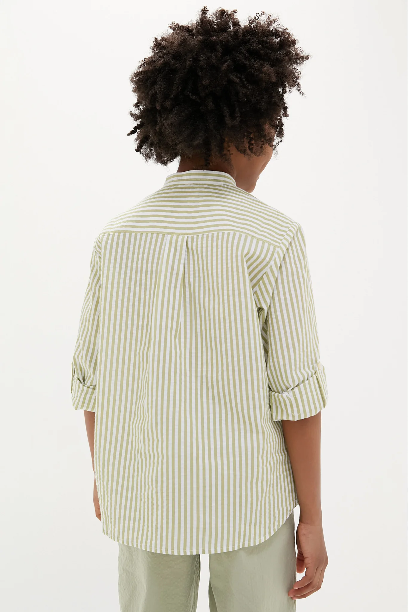 Green Stripe Jazmin Linen Mix Long Sleeve Shirt - Image 4