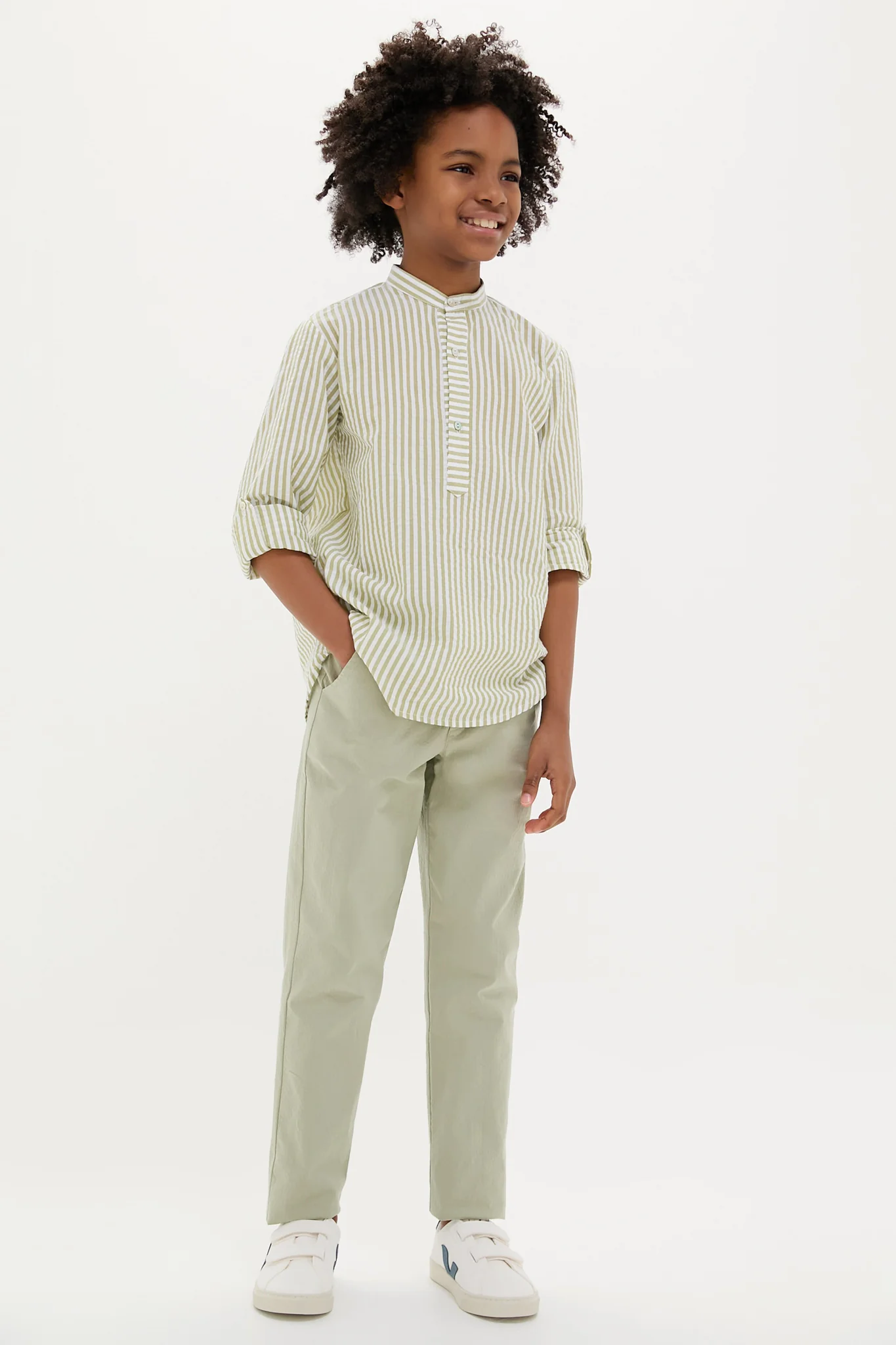 Green Stripe Jazmin Linen Mix Long Sleeve Shirt - Image 5