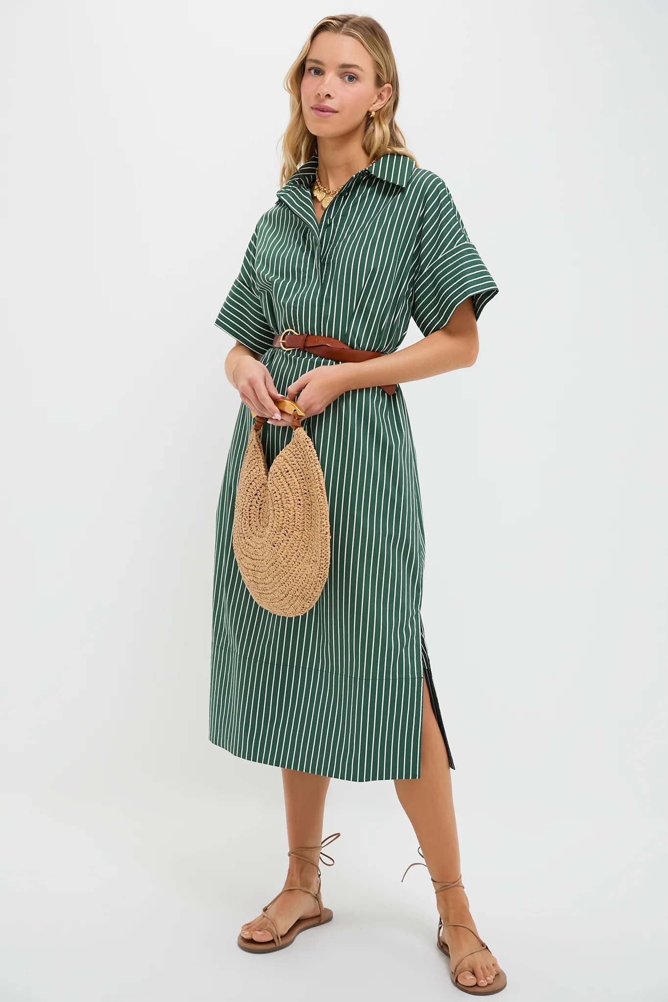 Green Stripe Reina Dress - Image 2