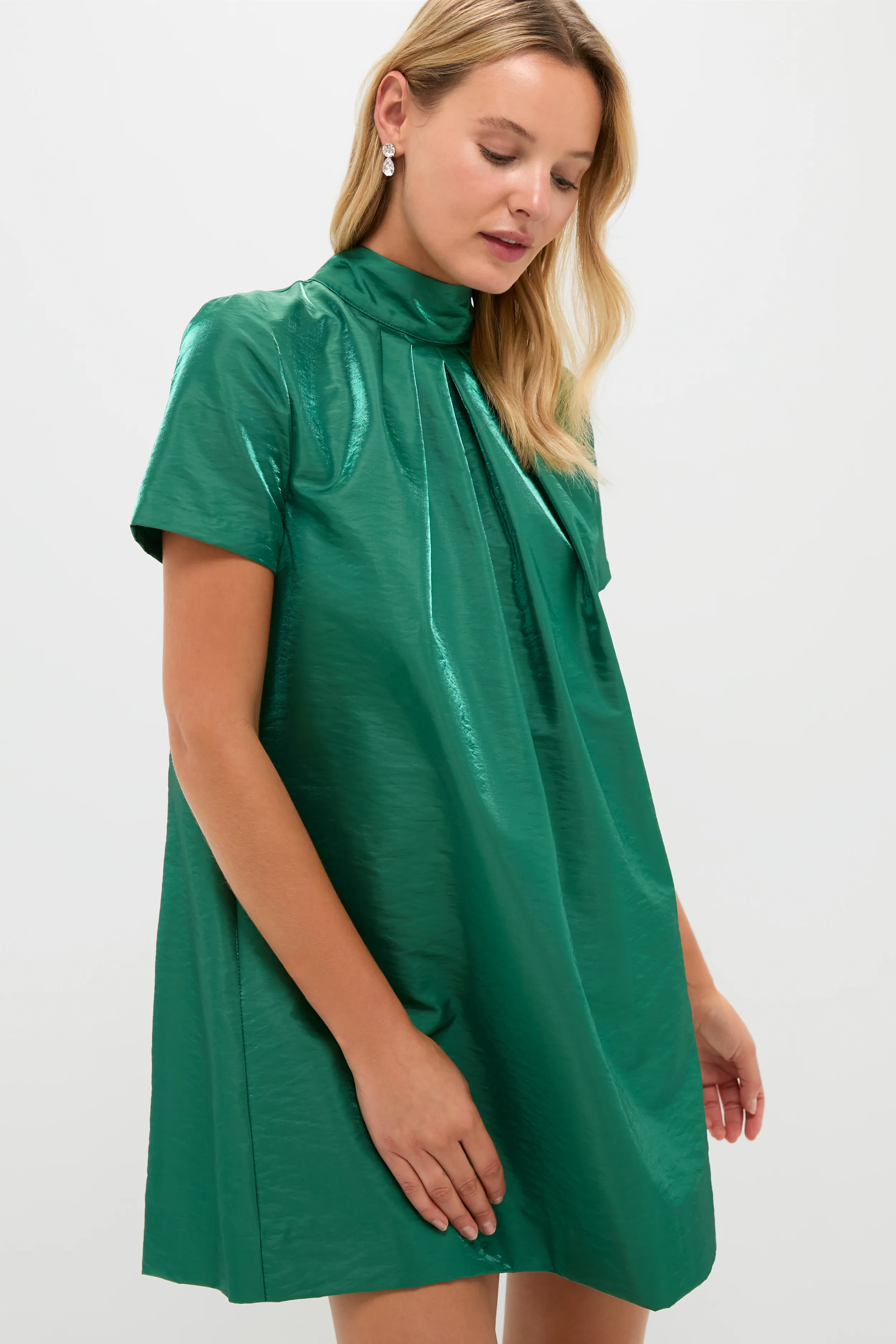 Green Taffeta Embellished Ashton Bow Dress - Image 2