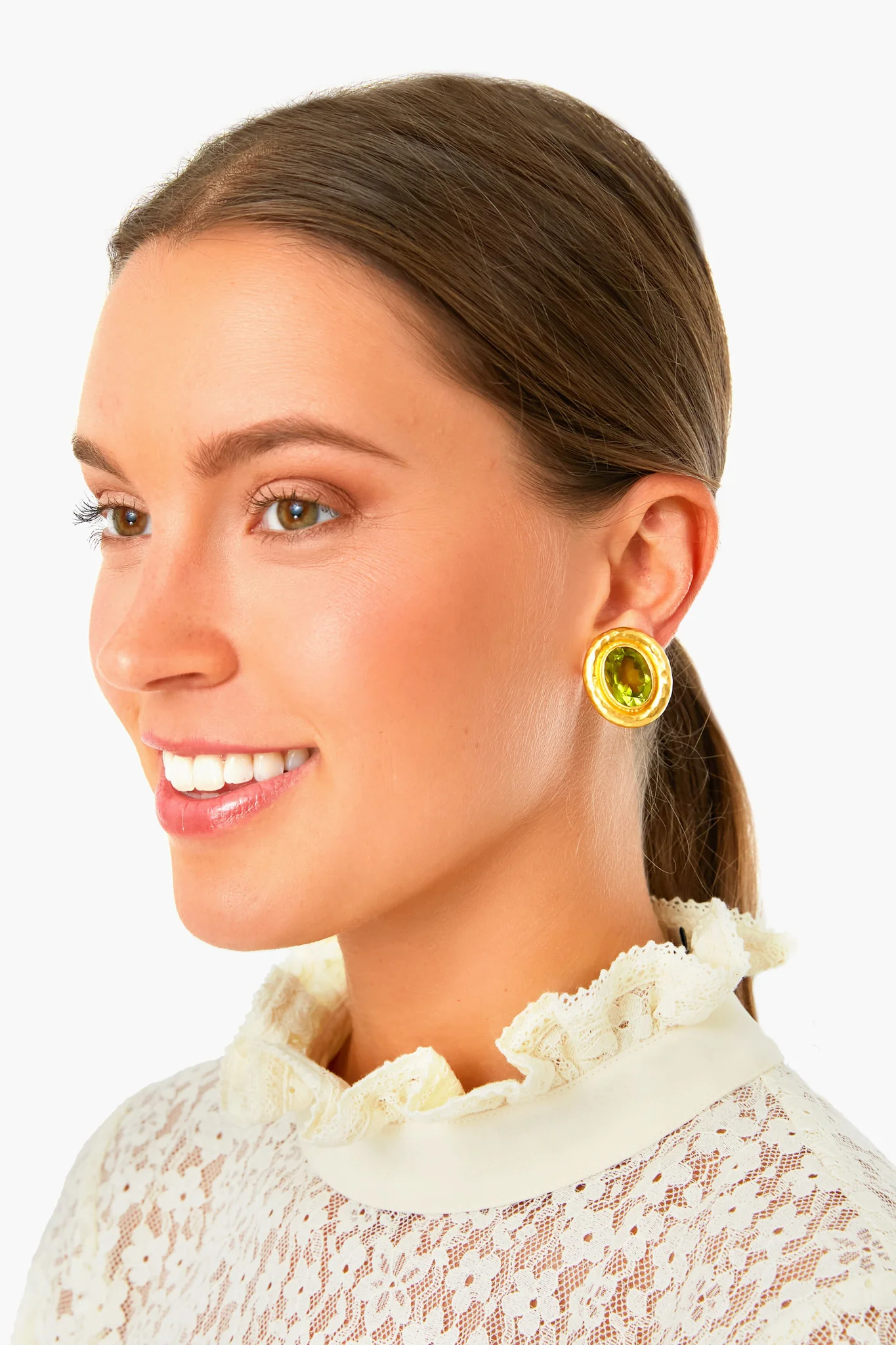 Green Tourmaline Quartz Paros Earrings - Image 2