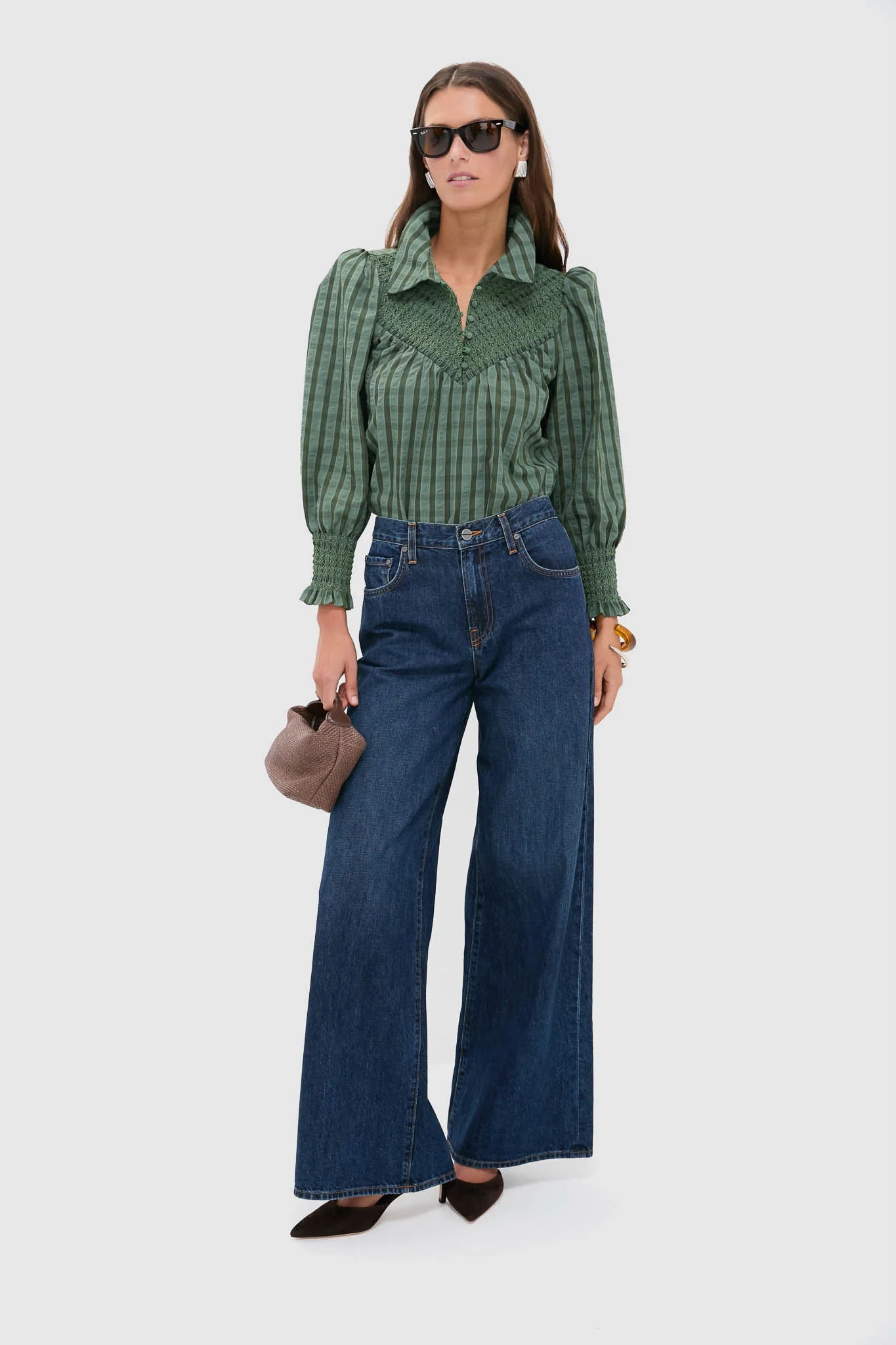 Green Windowpane Seersucker Vail Blouse - Image 2