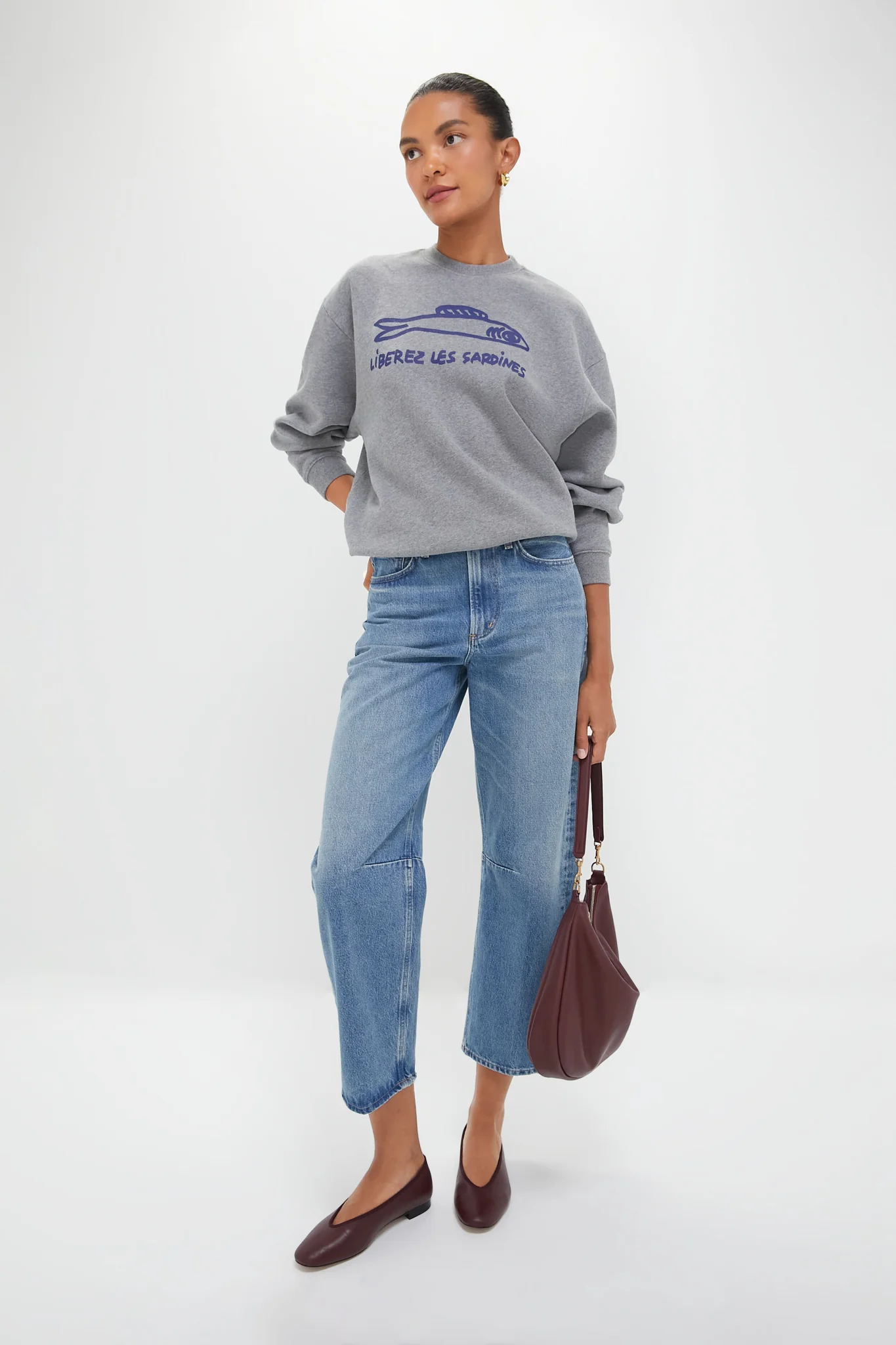 Grey and Navy Liberez Les Sardines Oversized Sweatshirt - Image 2