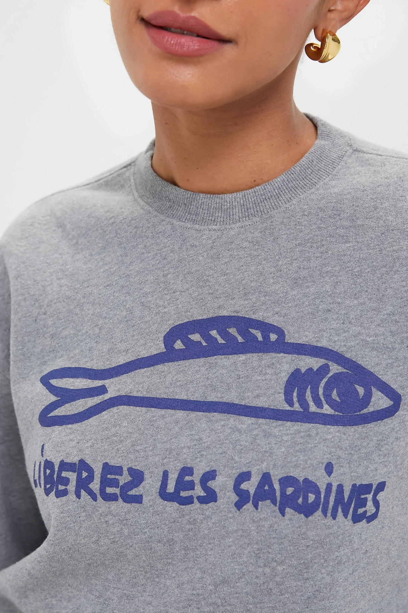 Grey and Navy Liberez Les Sardines Oversized Sweatshirt - Image 5