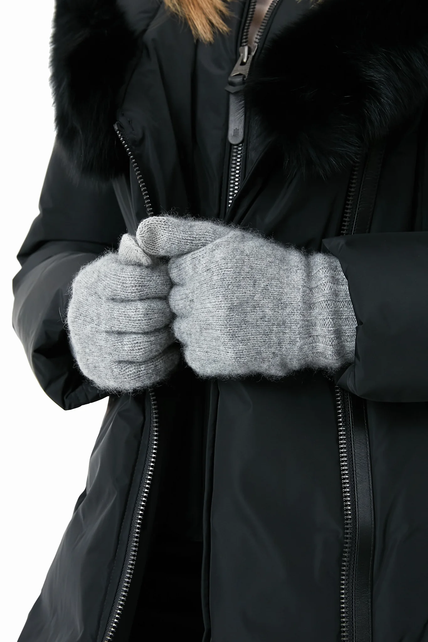 Grey Cashmere Texting Gloves - Image 2