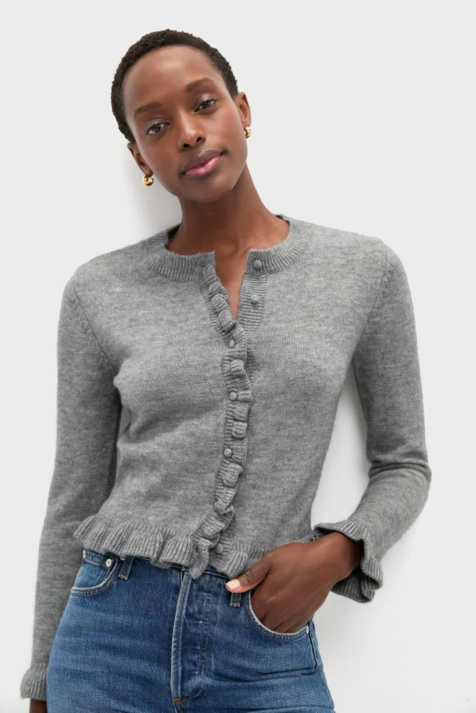 Grey Knit Patterson Ruffle Sweater