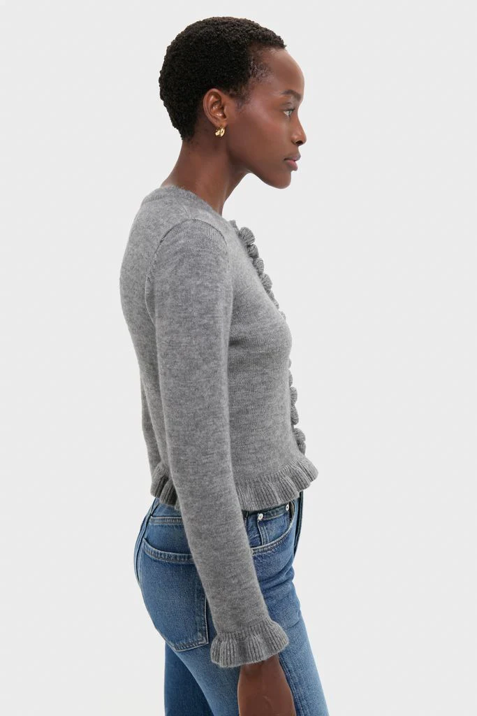 Grey Knit Patterson Ruffle Sweater - Image 3