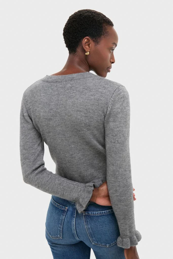 Grey Knit Patterson Ruffle Sweater - Image 4