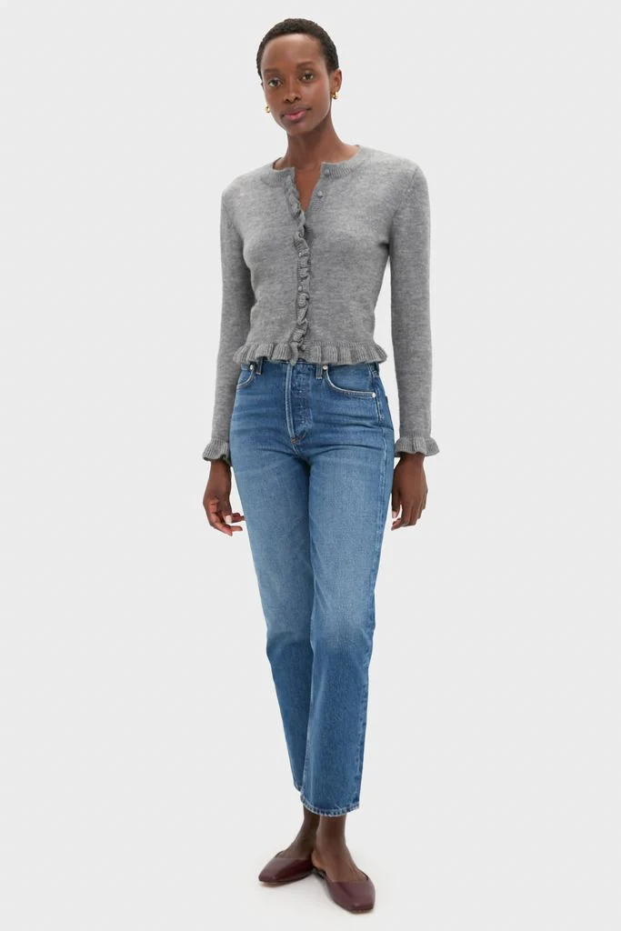 Grey Knit Patterson Ruffle Sweater - Image 6