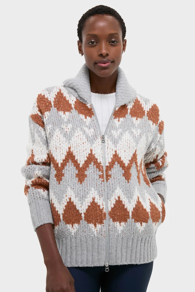Grey Melange Brockley Jacquard Knit Jacket