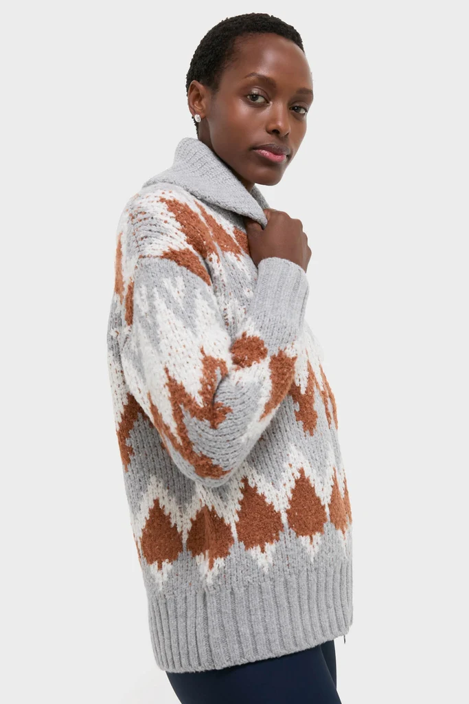 Grey Melange Brockley Jacquard Knit Jacket - Image 3